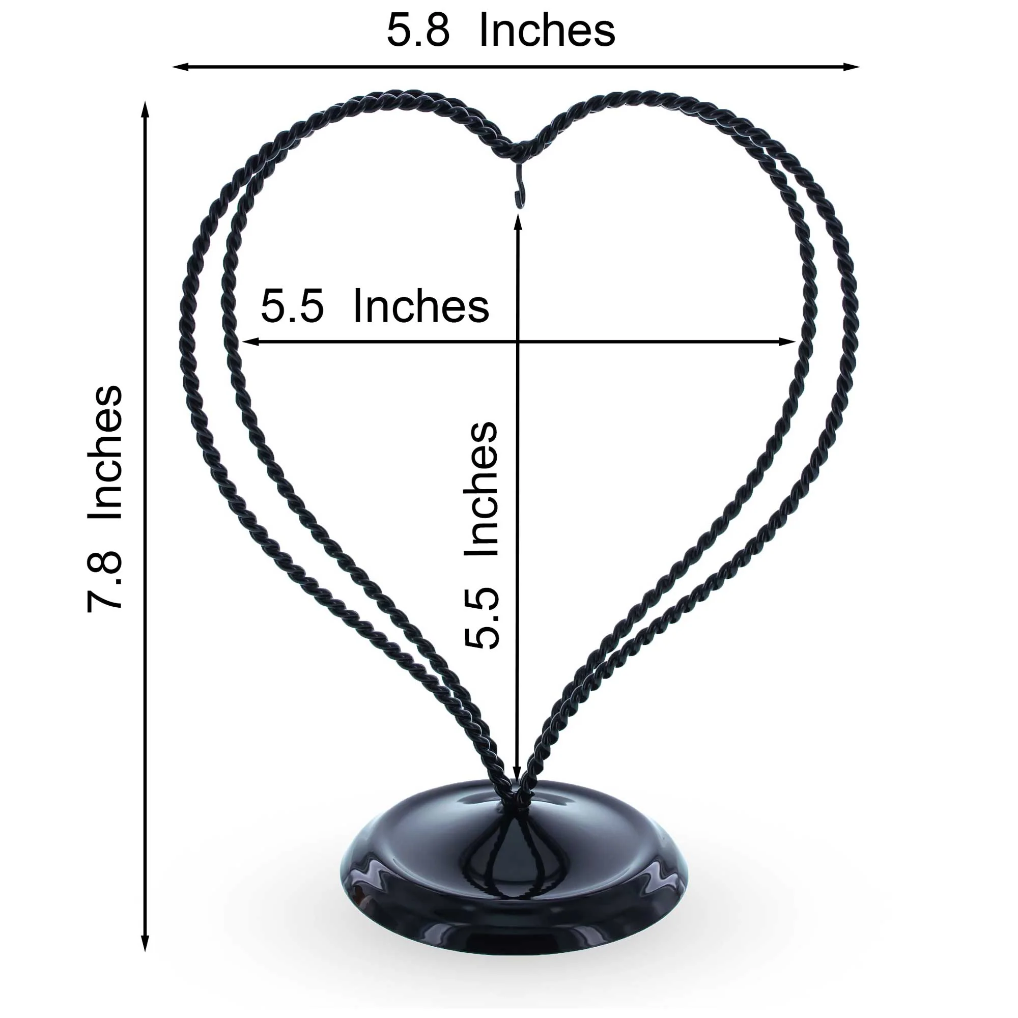 Double Wire Heart Twisted Black Paint Metal Ornament Display Stand 7.8 Inches (Poland) - Image 3
