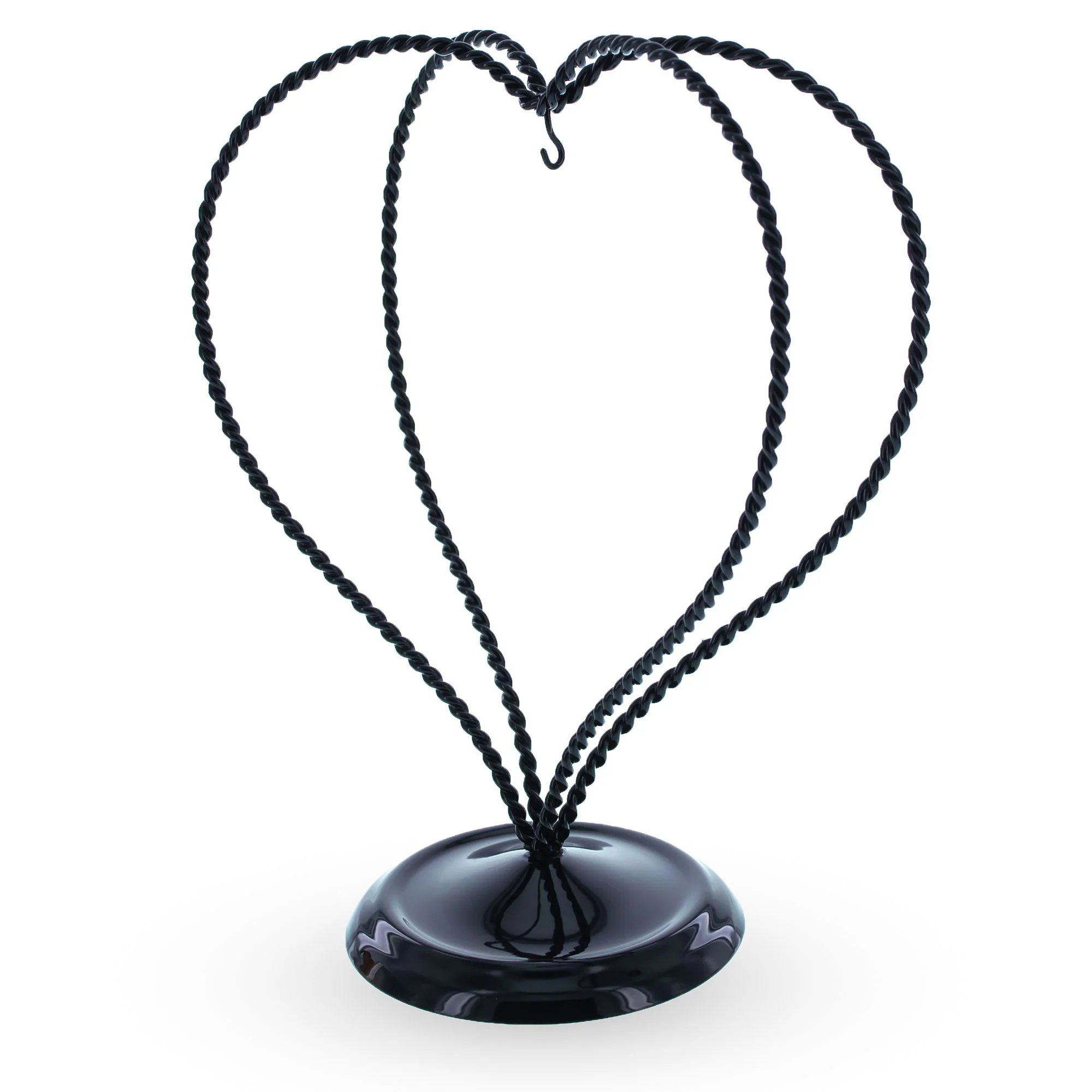 Double Wire Heart Twisted Black Paint Metal Ornament Display Stand 7.8 Inches (Poland) - Image 4