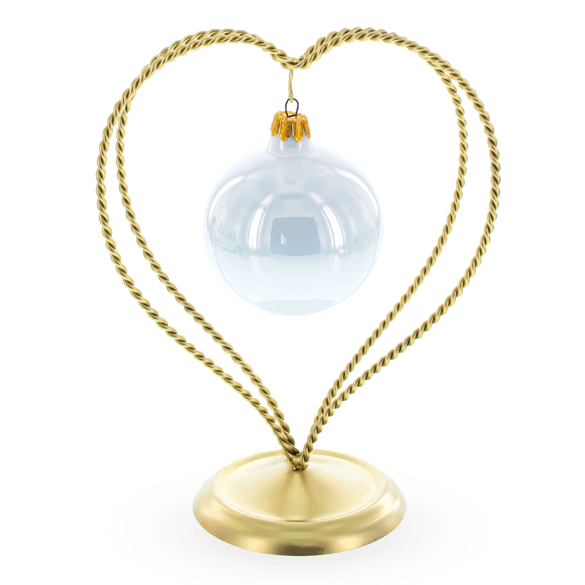Double Wire Heart Twisted Gold Metal Ornament Display Stand 7.8 Inches (Poland) - Image 2