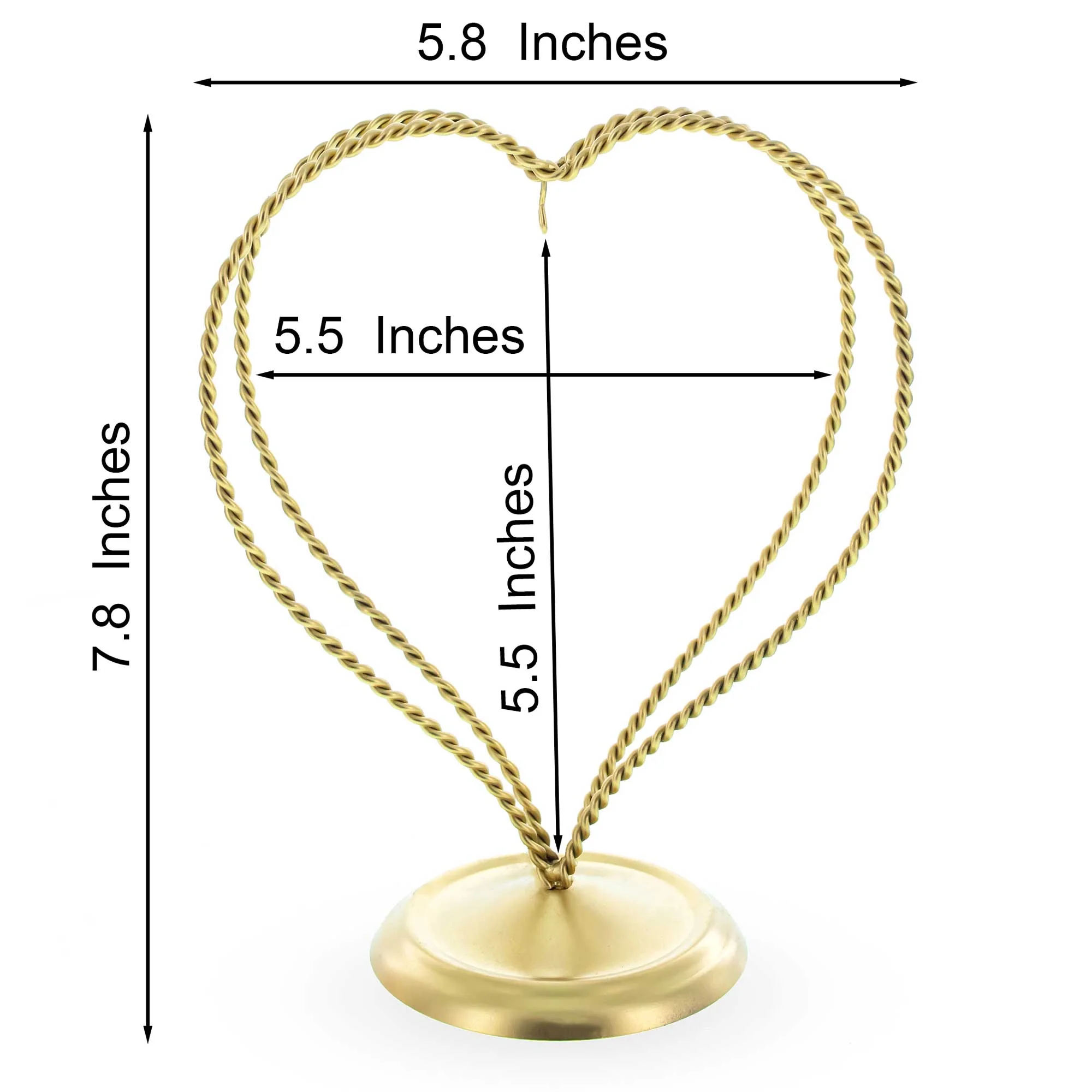 Double Wire Heart Twisted Gold Metal Ornament Display Stand 7.8 Inches (Poland) - Image 3