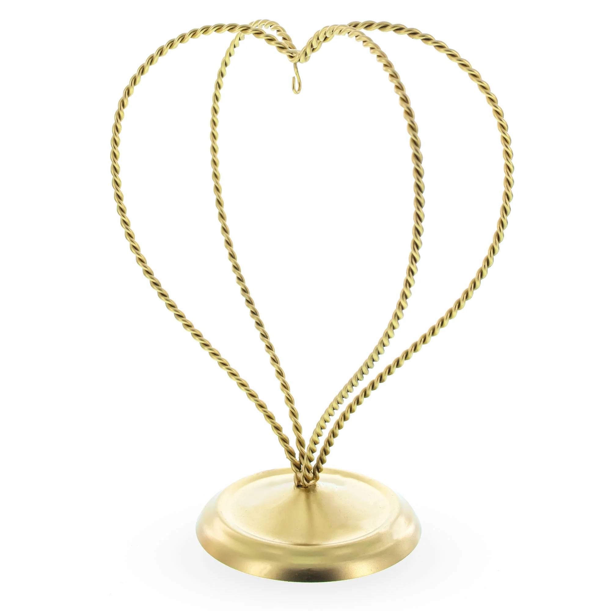 Double Wire Heart Twisted Gold Metal Ornament Display Stand 7.8 Inches (Poland) - Image 4