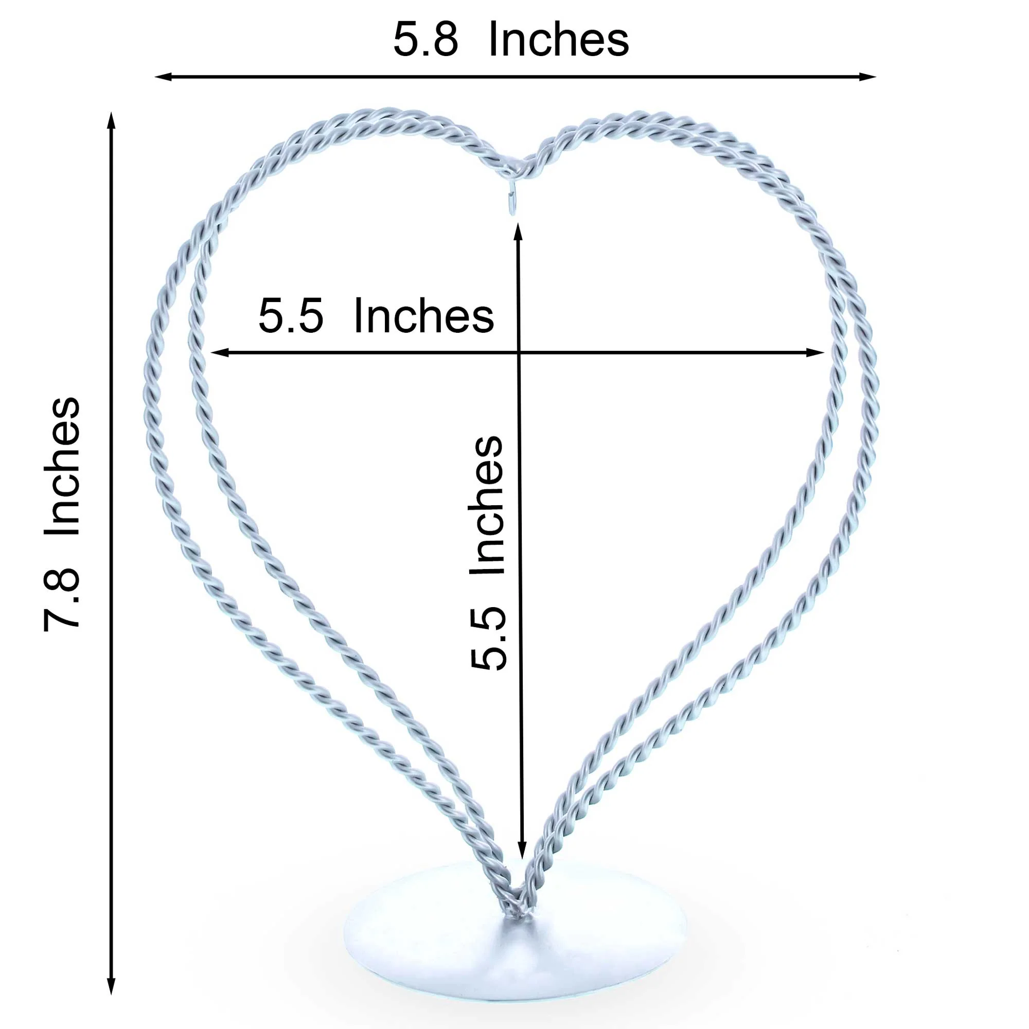 Double Wire Heart Twisted Silver Metal Ornament Display Stand 7.8 Inches (Poland) - Image 3