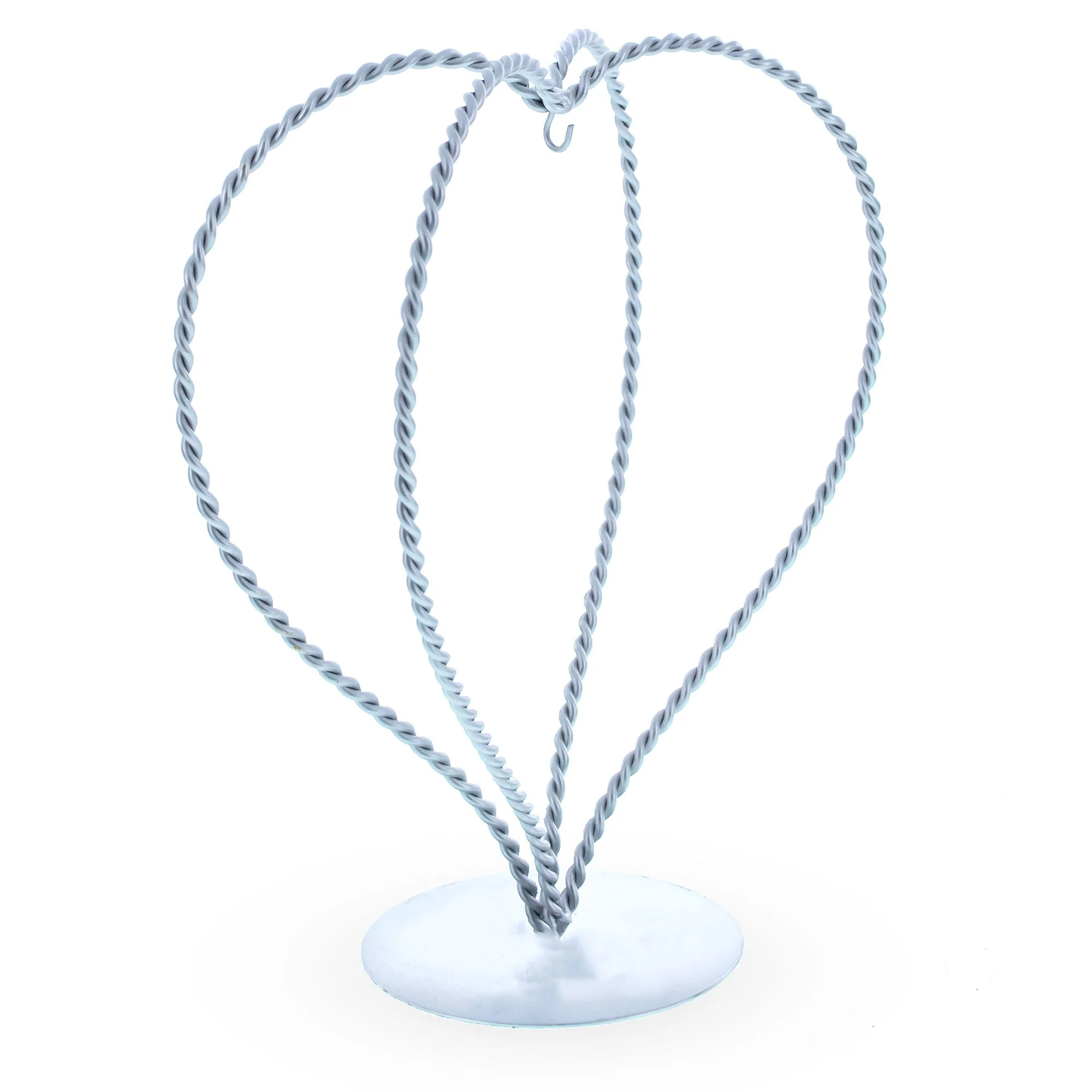 Double Wire Heart Twisted Silver Metal Ornament Display Stand 7.8 Inches (Poland) - Image 4