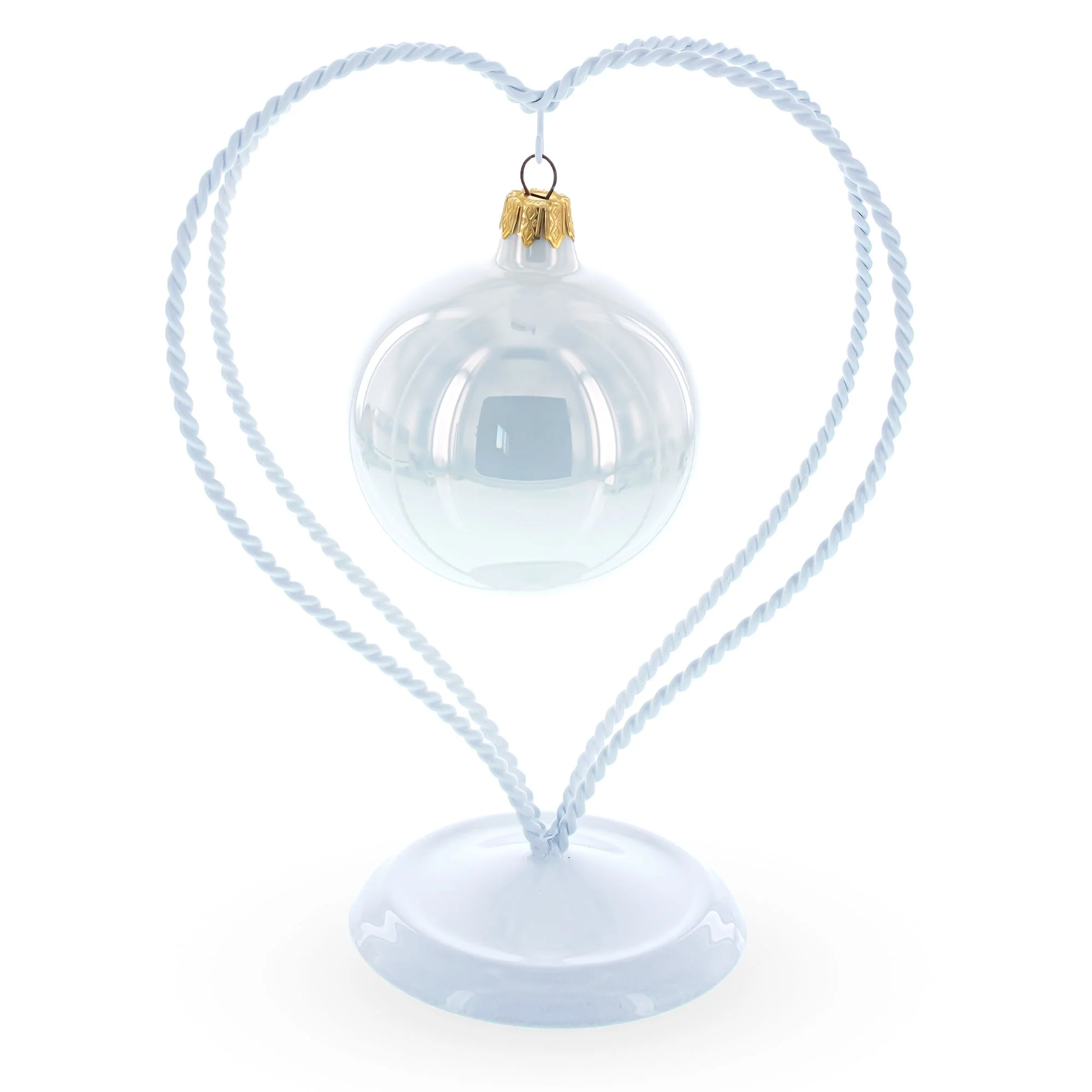 Double Wire Heart Twisted White Paint Metal Ornament Display Stand 7.8 Inches (Poland) - Image 2