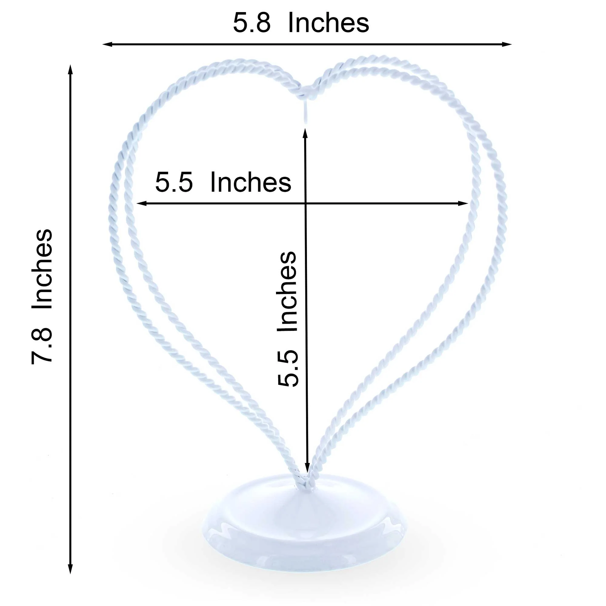 Double Wire Heart Twisted White Paint Metal Ornament Display Stand 7.8 Inches (Poland) - Image 3