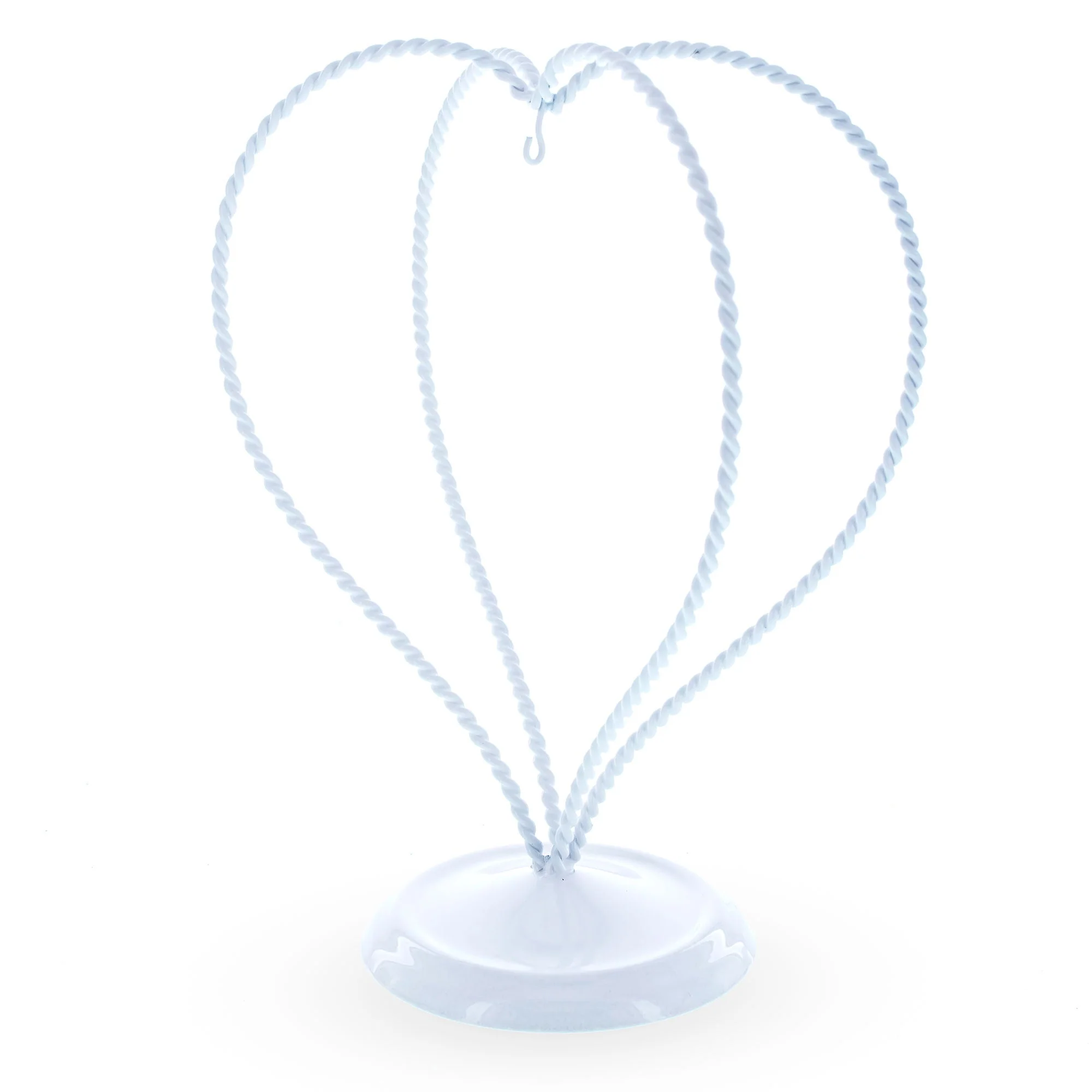 Double Wire Heart Twisted White Paint Metal Ornament Display Stand 7.8 Inches (Poland) - Image 4