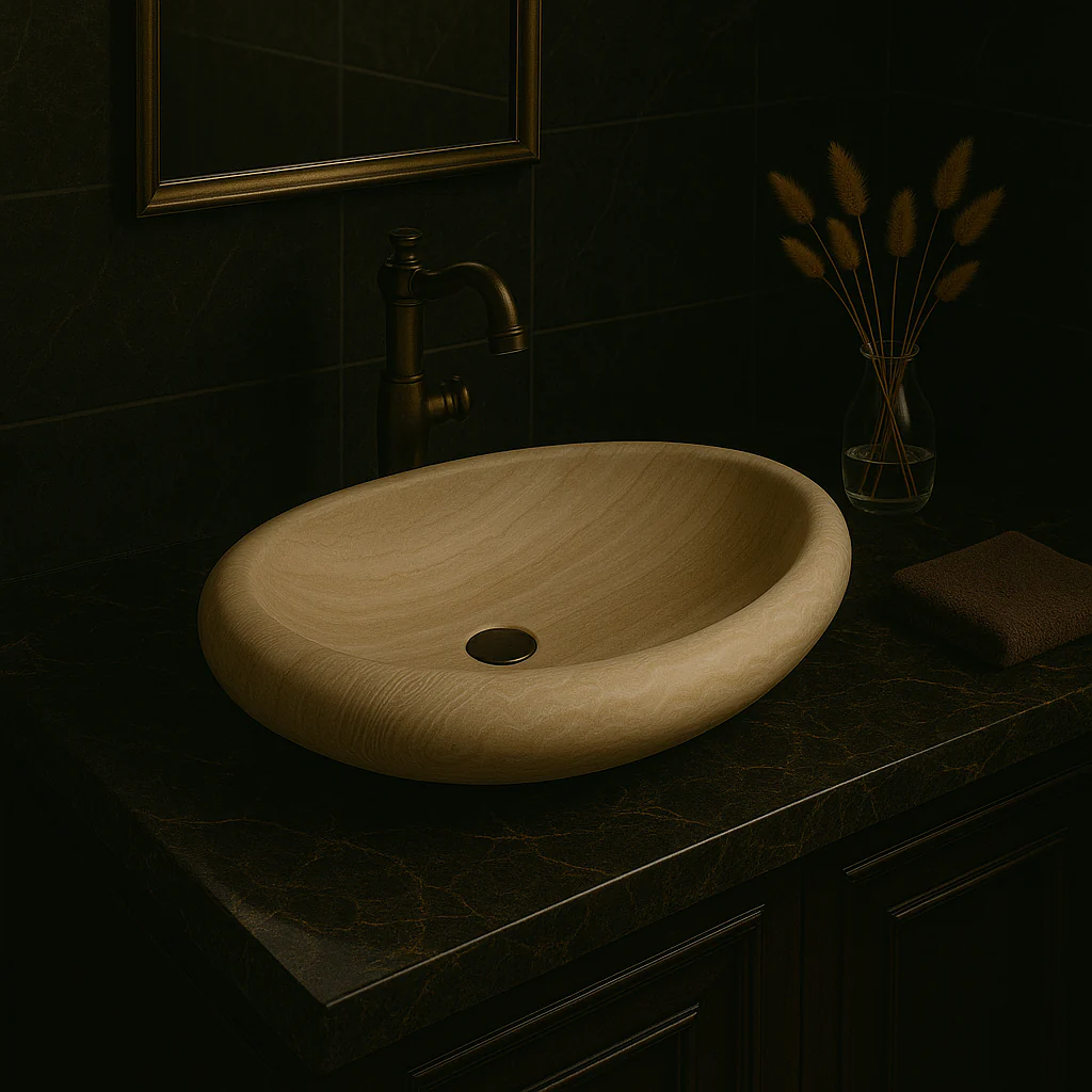 Drop-Pattern Travertine Sink - Image 3