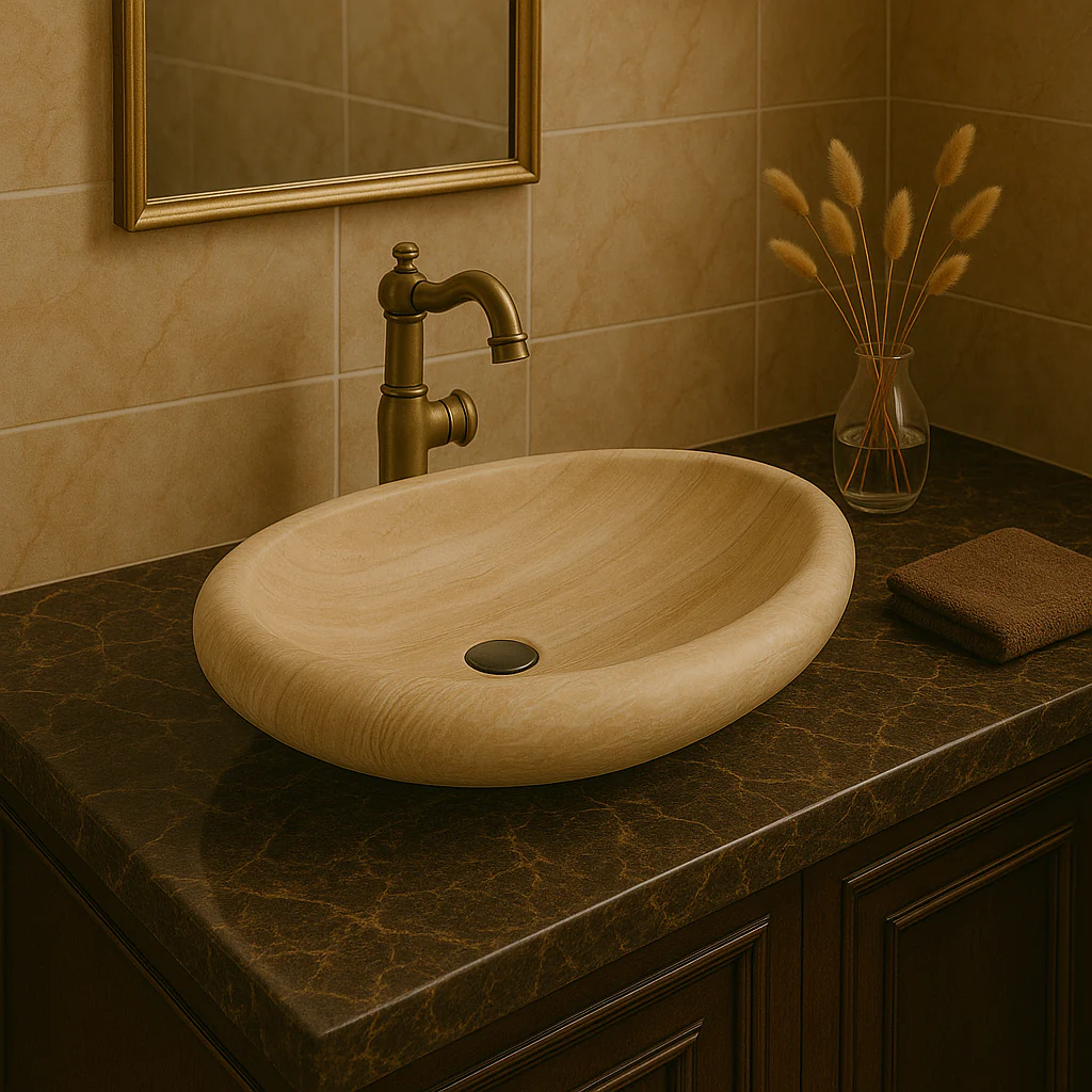 Drop-Pattern Travertine Sink - Image 5