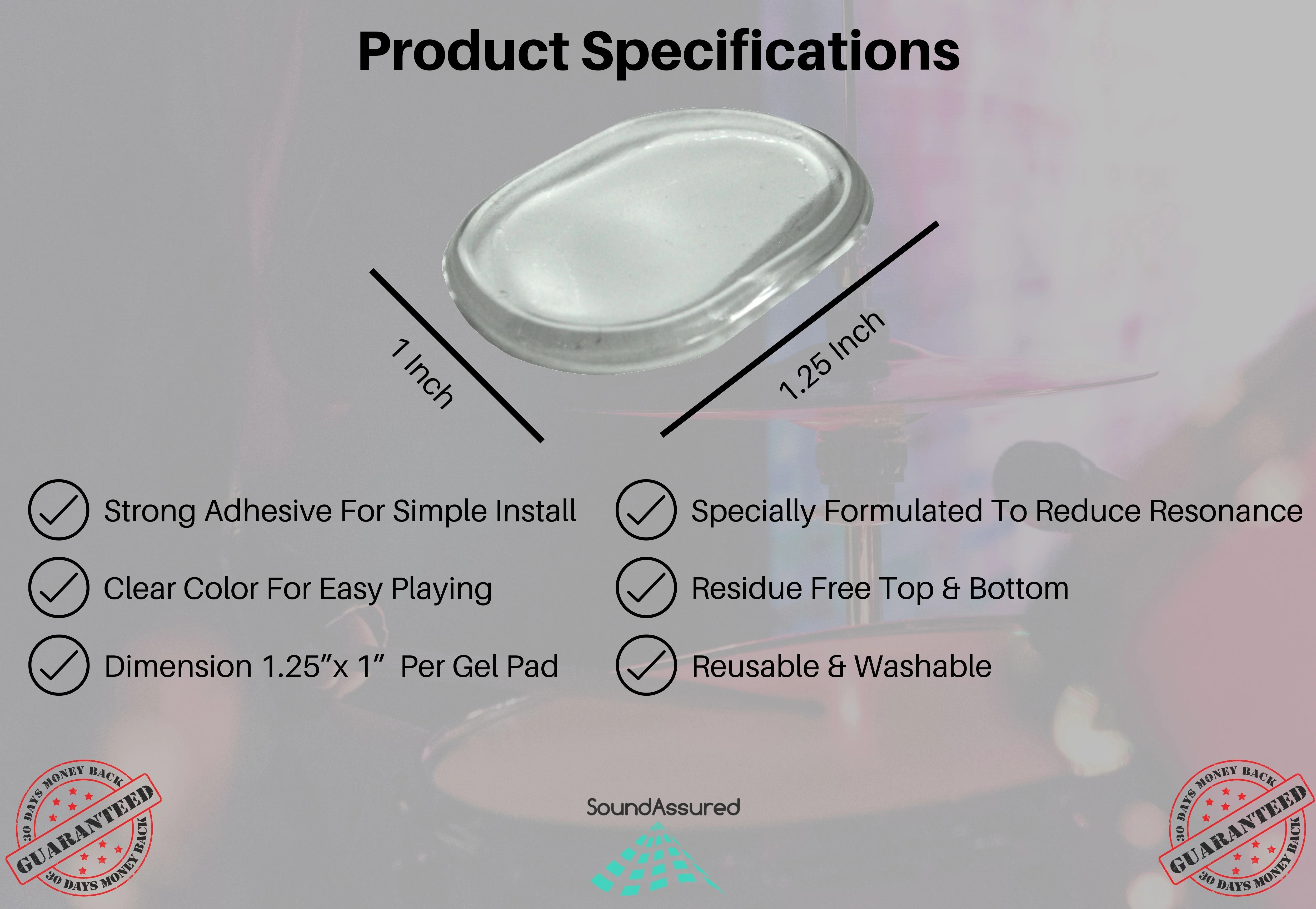 Drum Dampening Gel Pads | Reduce Overtones & Improve Tone - Image 2