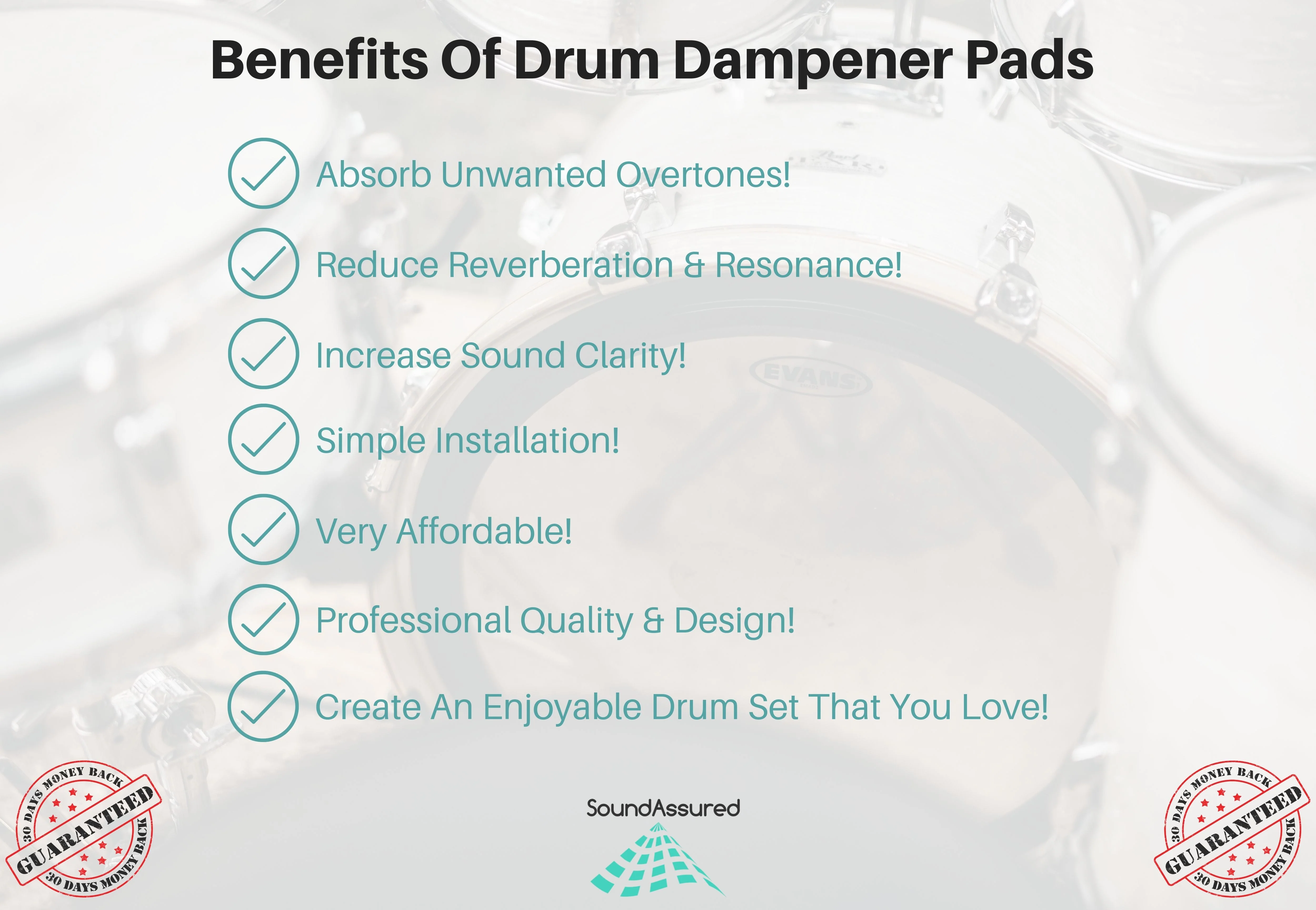 Drum Dampening Gel Pads | Reduce Overtones & Improve Tone - Image 3