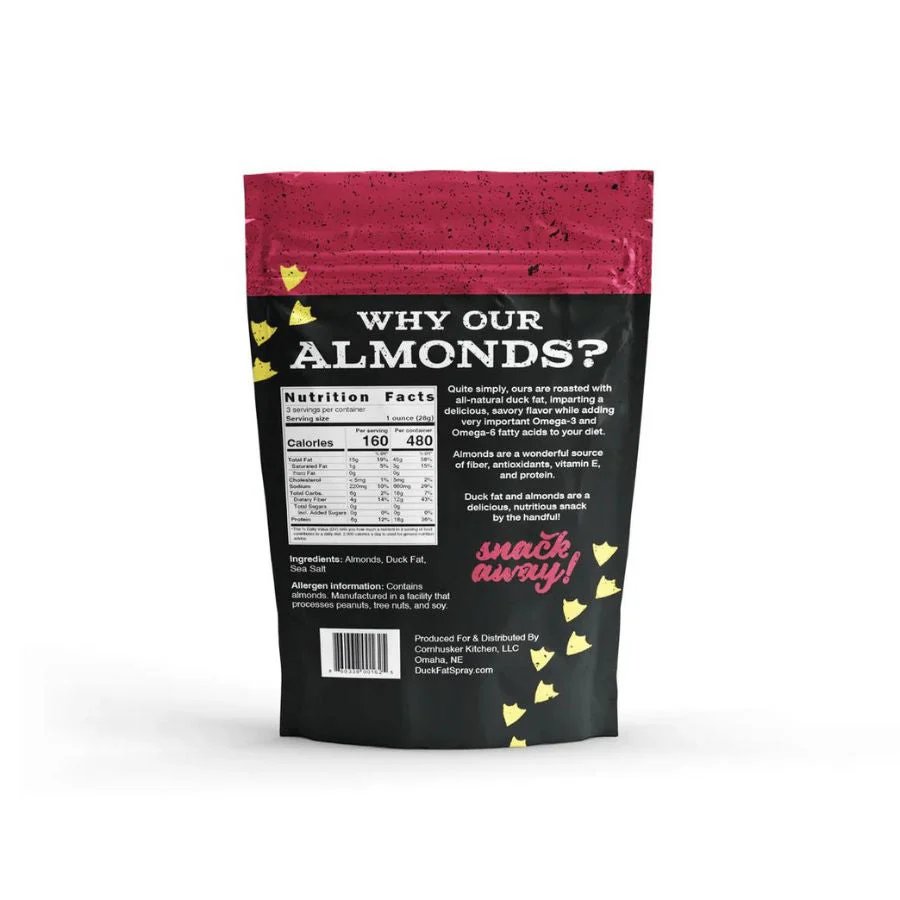 Duck Fat & Sea Salt Roasted Almonds | Pack of 2 | 3 oz | Cornhusker Kitchen - Image 3