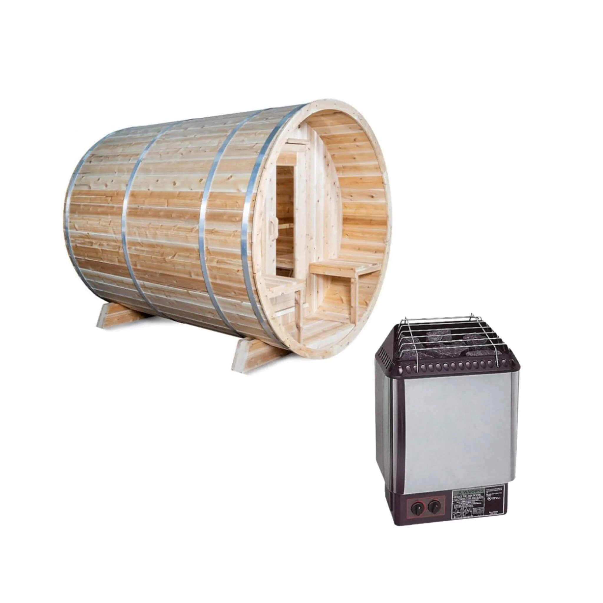 Dundalk Leisurecraft 4-Person Canadian Timber Serenity Barrel Sauna With Solid Wood Benches [CTC2245W] (SAK94862) - Image 10