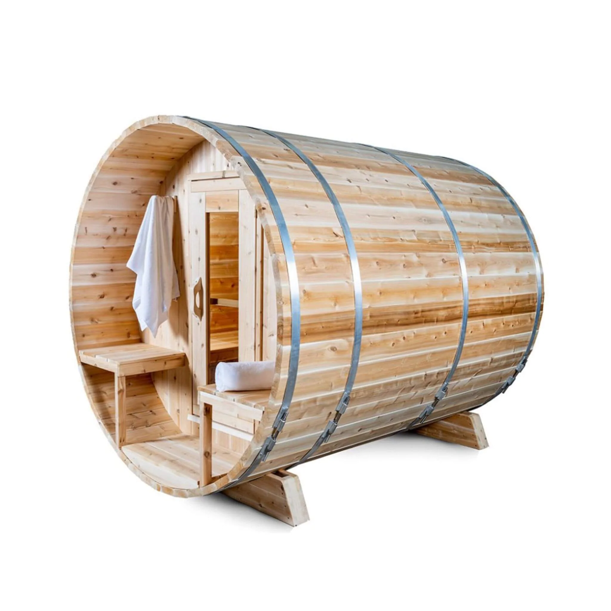 Dundalk Leisurecraft 4-Person Canadian Timber Serenity Barrel Sauna With Solid Wood Benches [CTC2245W] (SAK94862) - Image 9