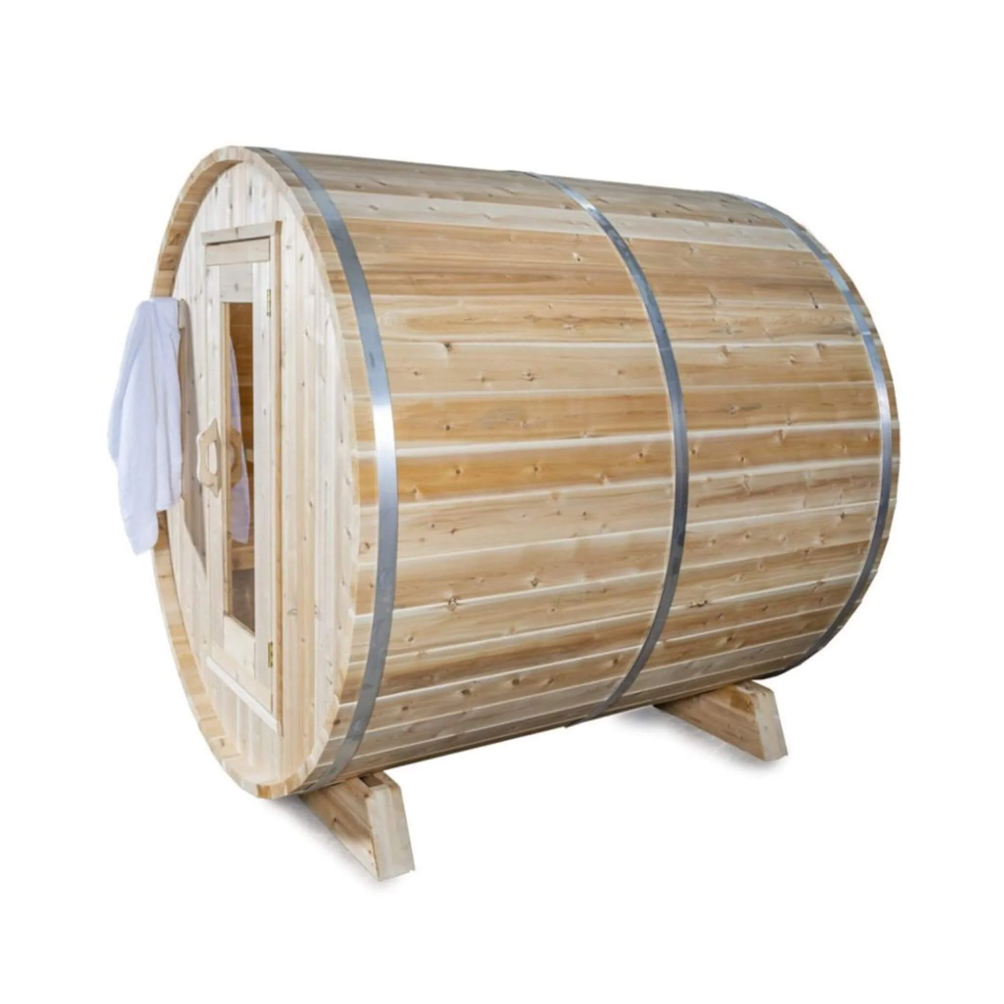 Dundalk Leisurecraft 84-Inch 4-Person Canadian Timber Harmony Barrel Sauna With Solid Wood Benches [CTC22W] (SAK96842) - Image 3