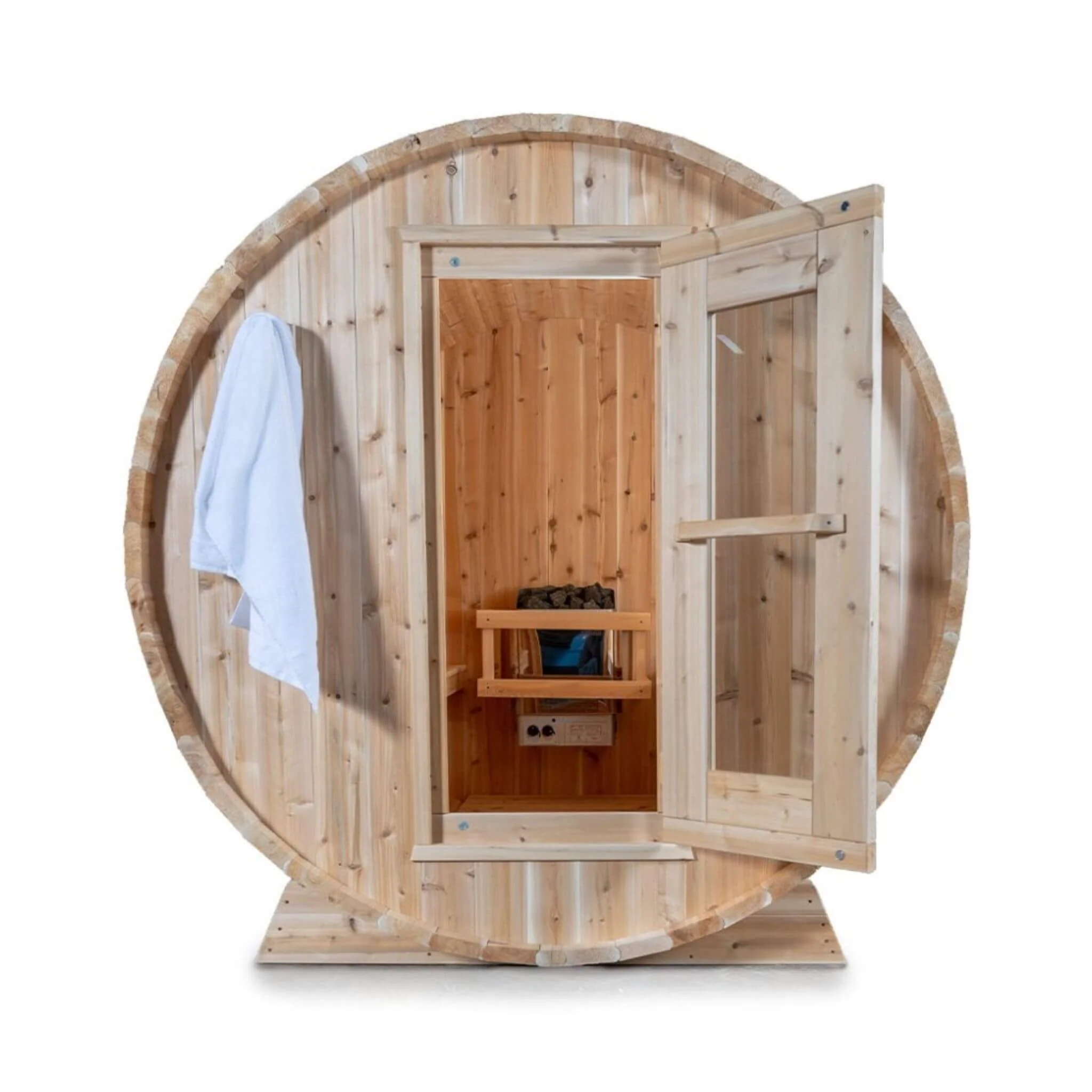 Dundalk Leisurecraft 84-Inch 4-Person Canadian Timber Harmony Barrel Sauna With Solid Wood Benches [CTC22W] (SAK96842) - Image 5