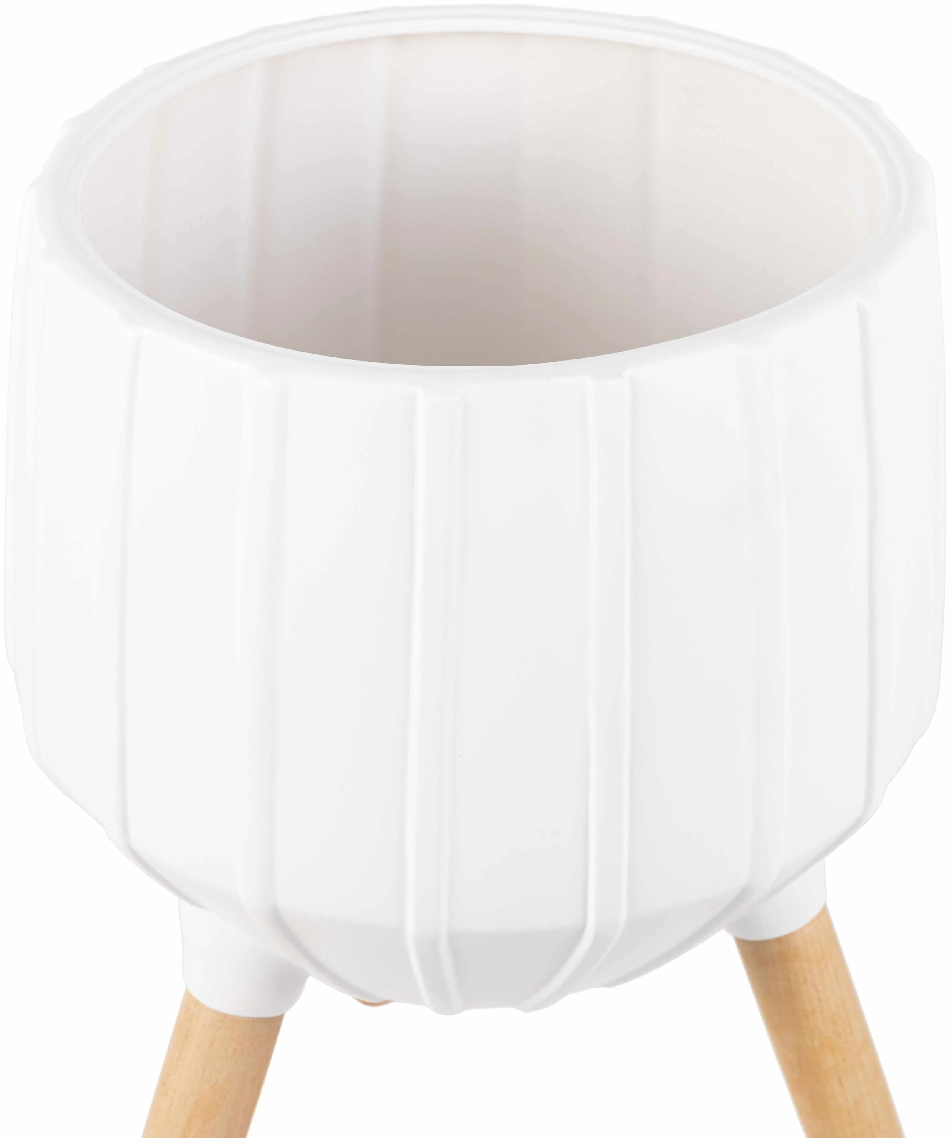 Dunguan White Ribbed Wood Planter - Image 5