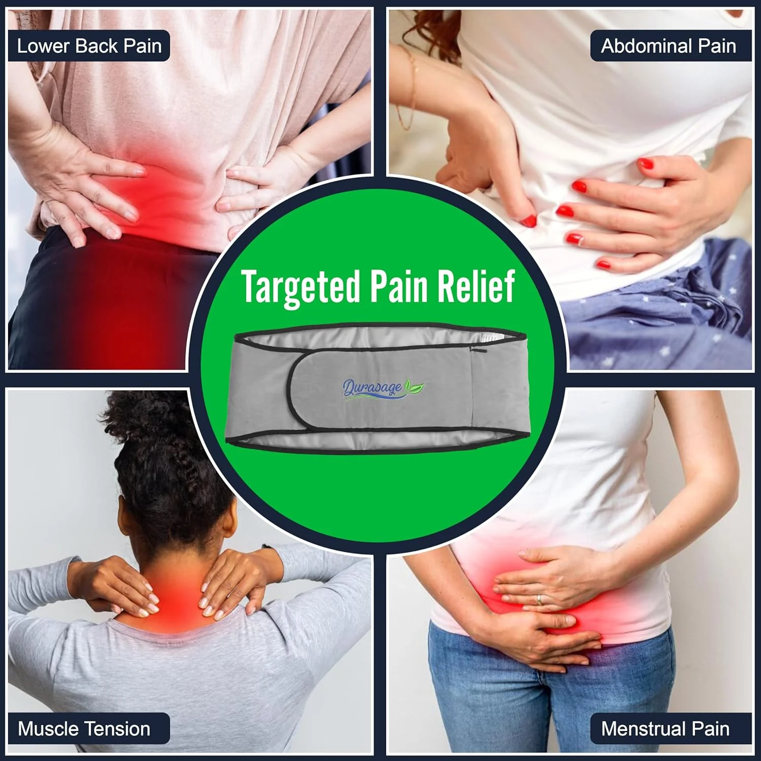 Durasage Cordless Heating Pad for Back Pain Relief – Portable Infrared Waist Belt with 3 Adjustable Heat Settings, USB Rechargeable, Wearable Wrap for Lower Back - Comfort & Lightweight - Image 5