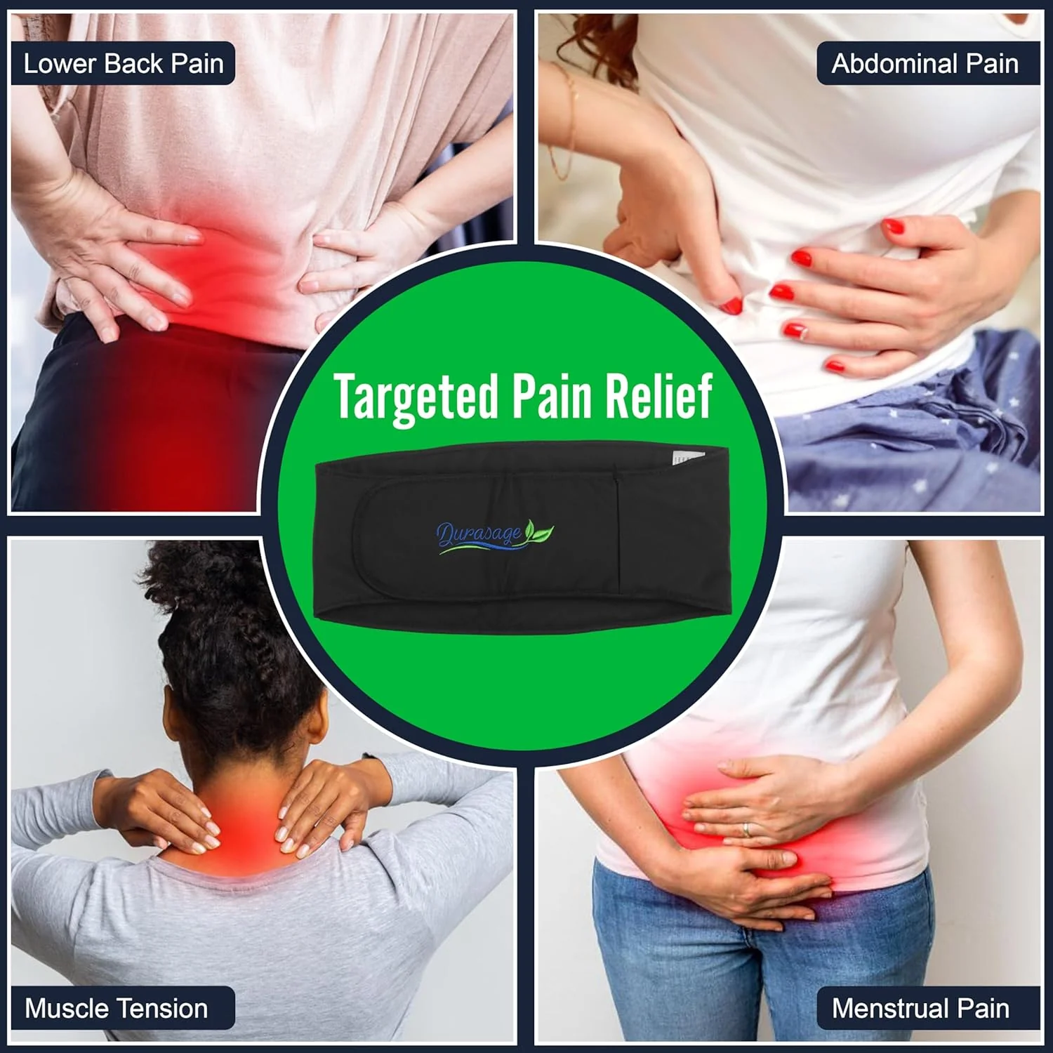 Durasage Cordless Heating Pad for Back Pain Relief – Portable Infrared Waist Belt with 3 Adjustable Heat Settings, USB Rechargeable, Wearable Wrap for Lower Back - Comfort & Lightweight – Black - Image 5