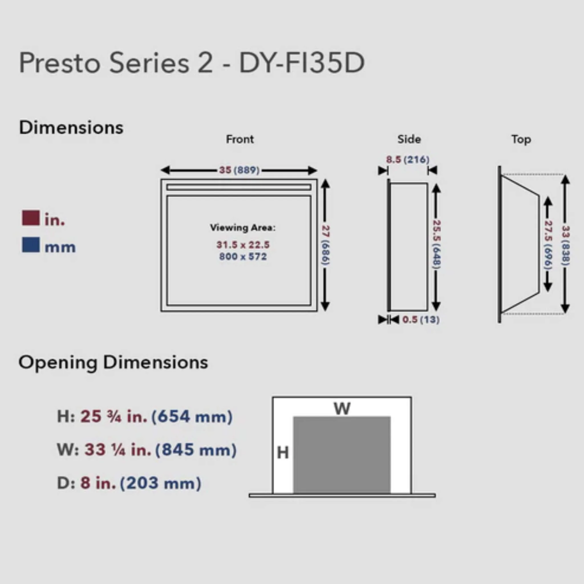 Dynasty Presto 35" Vent Free Electric Firebox Insert With Remote Control [DY-FI35D] (SAK86012) - Image 3