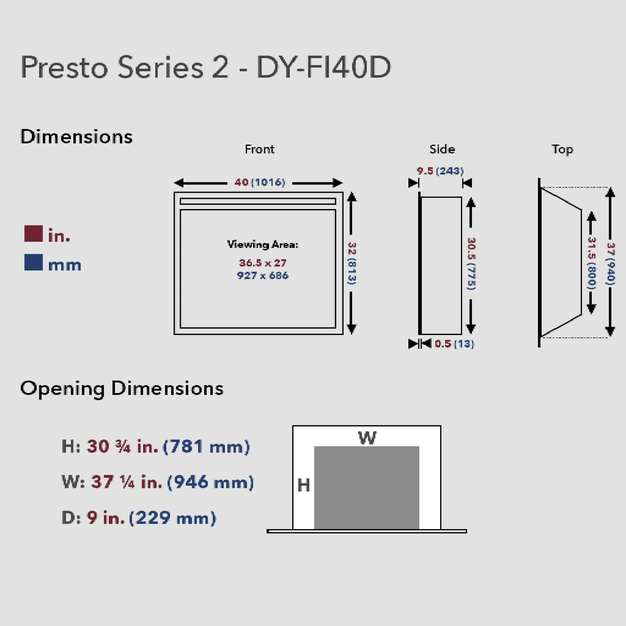 Dynasty Presto 40" Built-In Electric Firebox Insert With Adjustable Flame Settings [DY-FI40D] (SAK40157) - Image 4