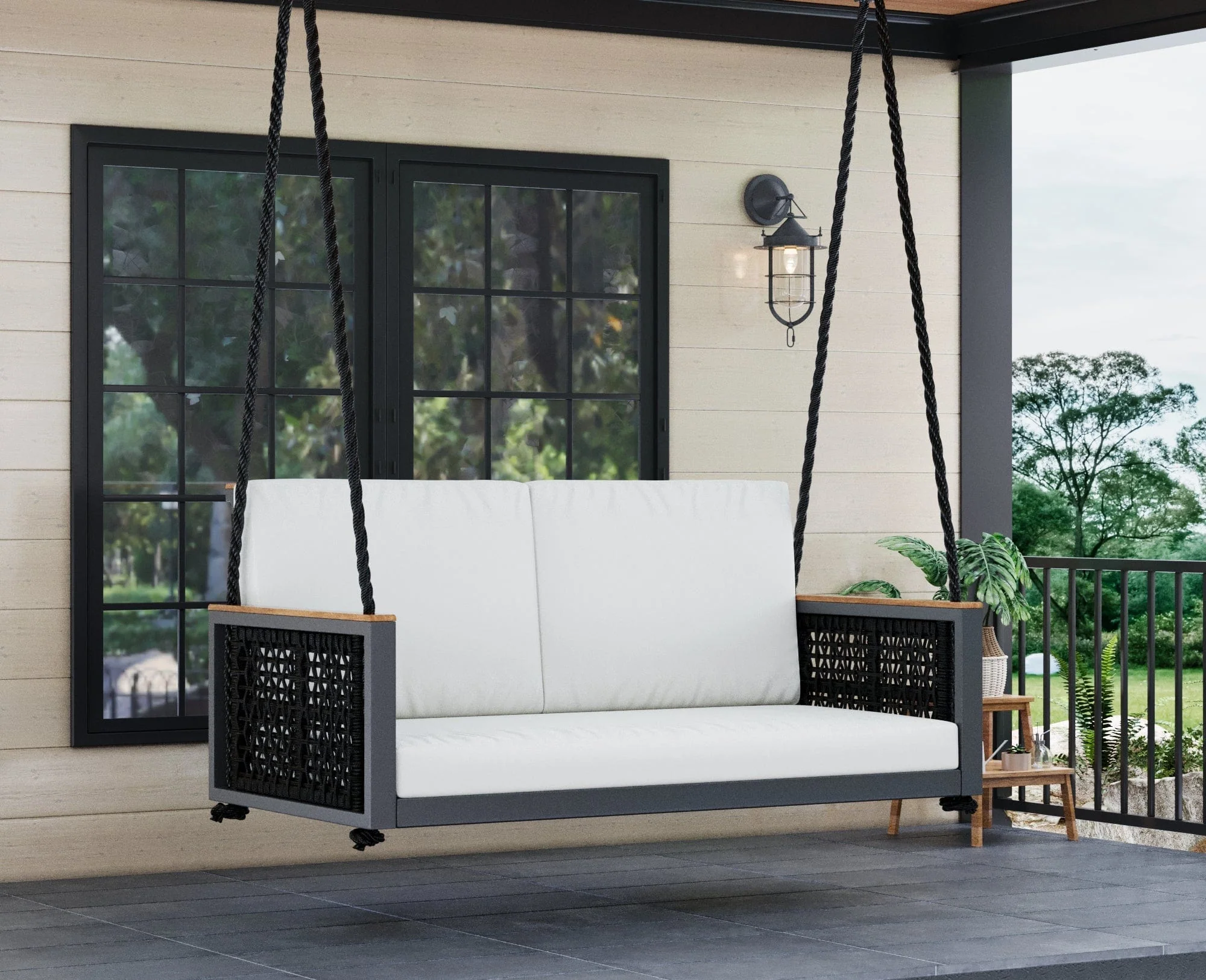 East Green Linden Porch Swing With Cushions - Image 7