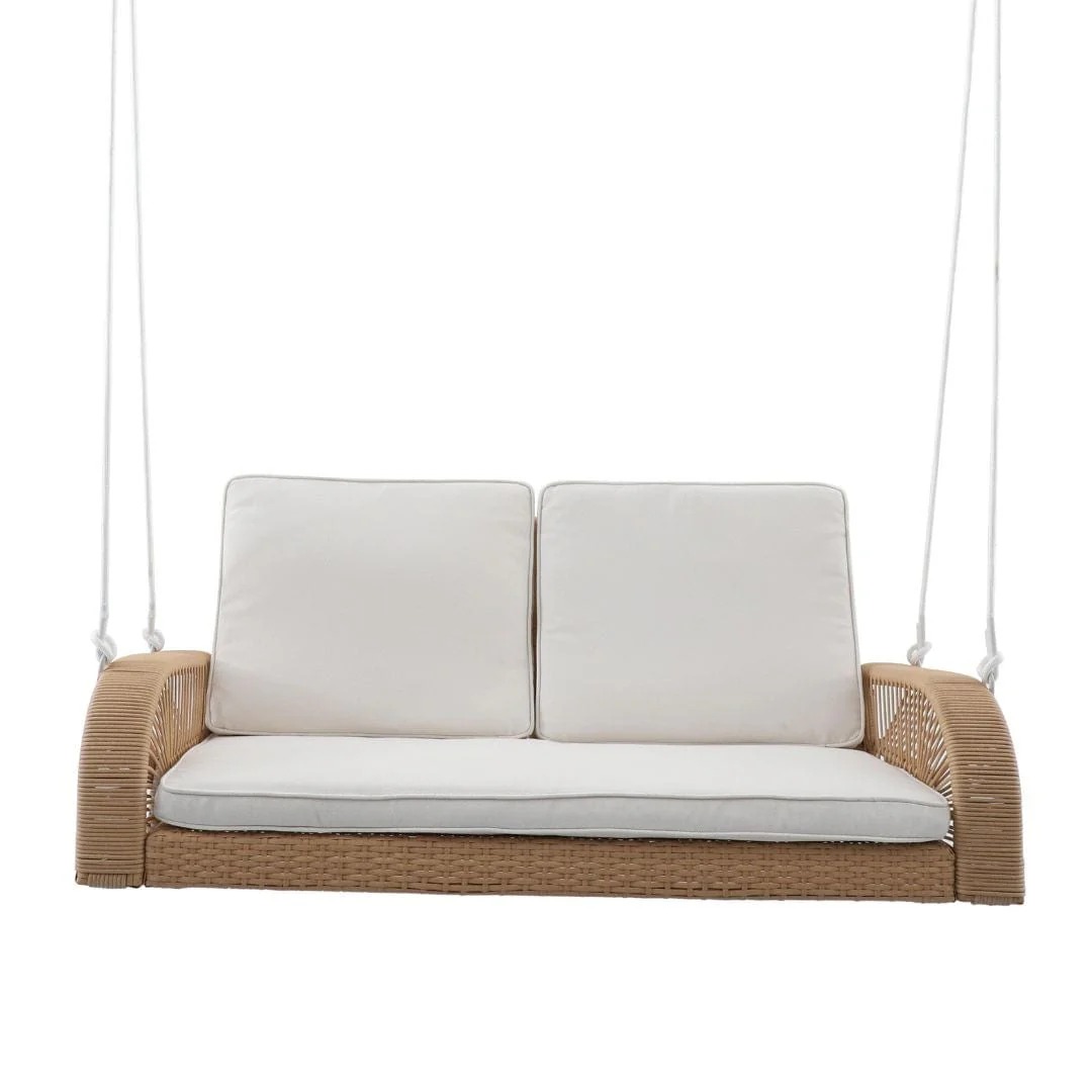 East Green Lucca Wicker Porch Swing with Cushions - Image 8