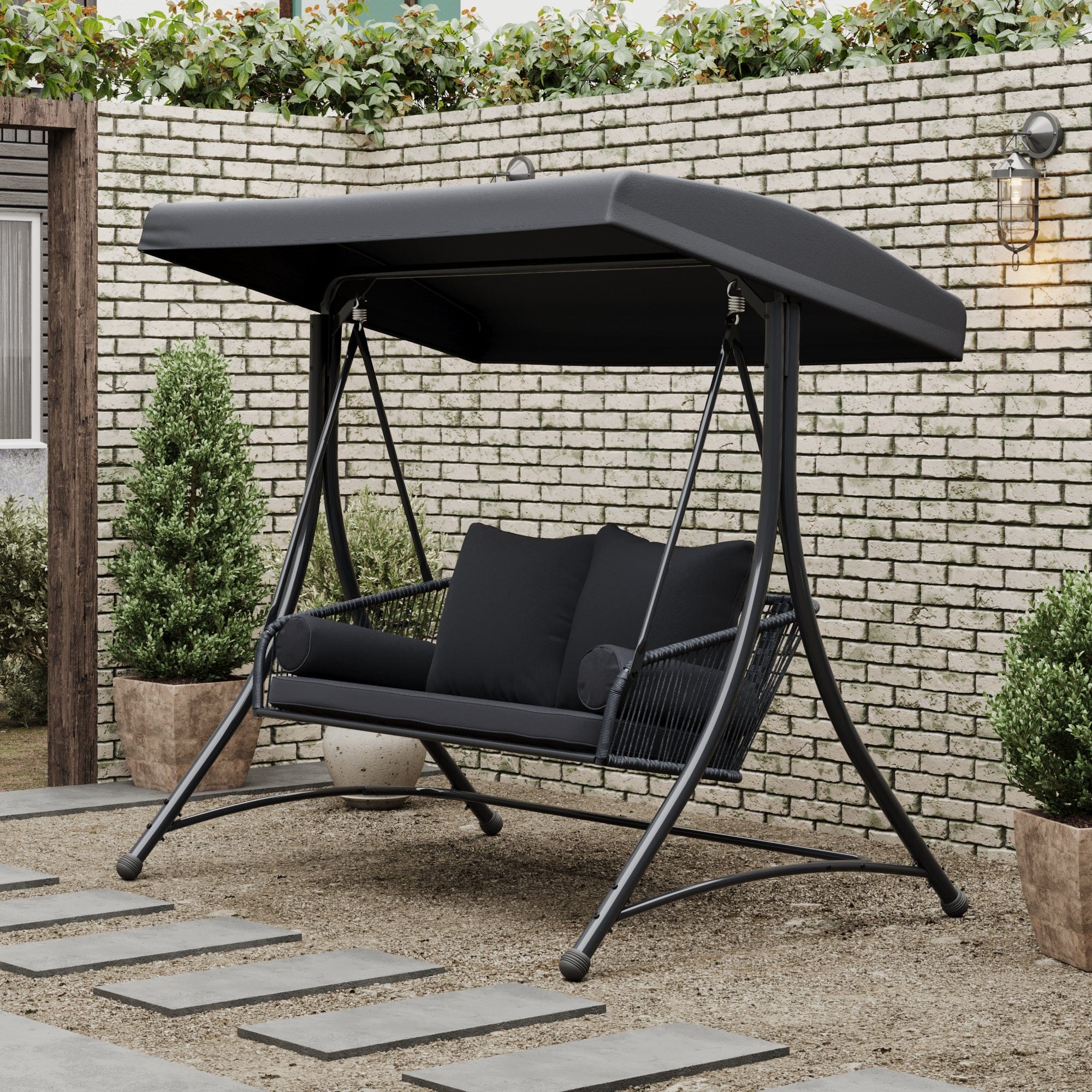 East Green Ramona Patio Swing with Canopy Stand - Image 2