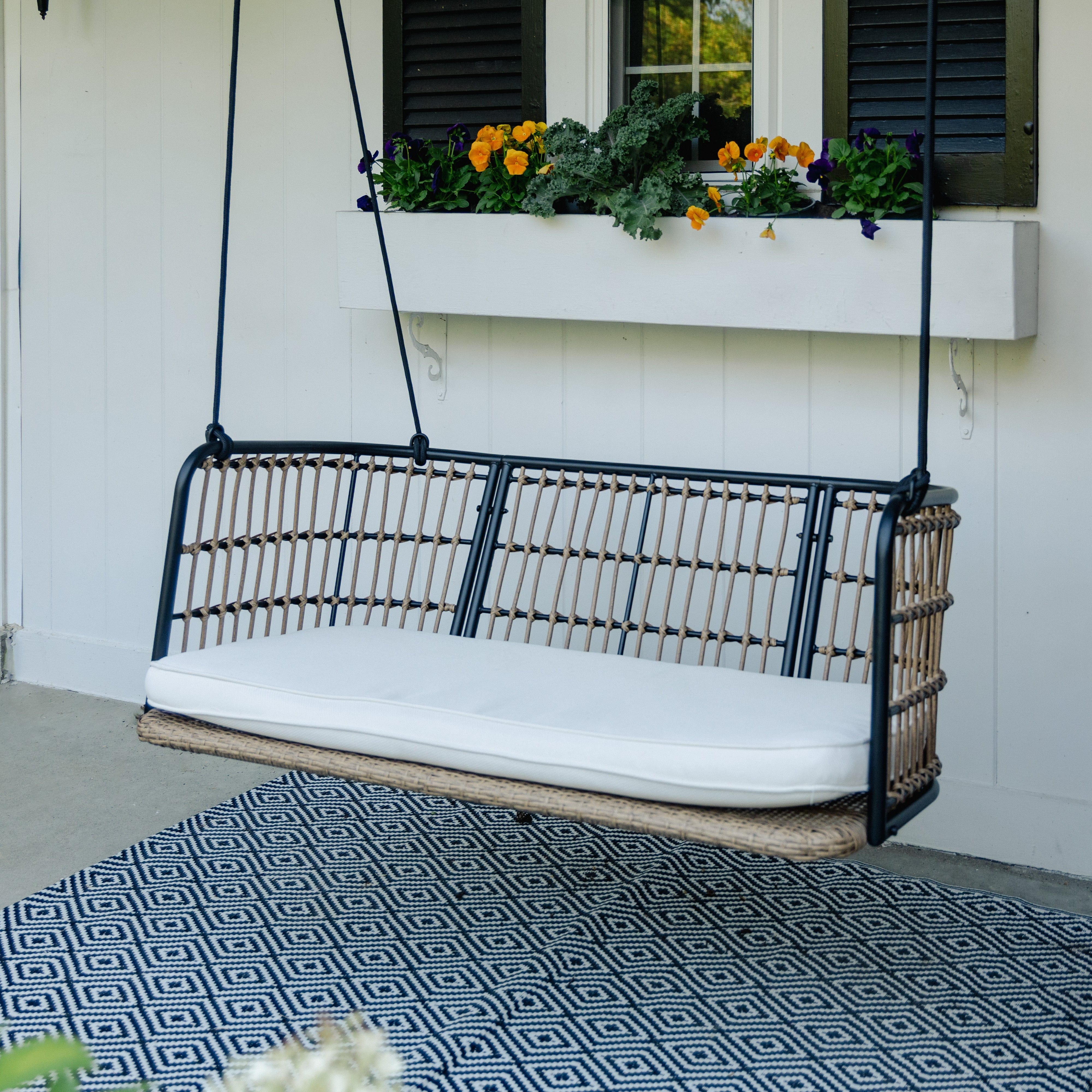 East Green Remy Porch Swing with Cushion - Image 2