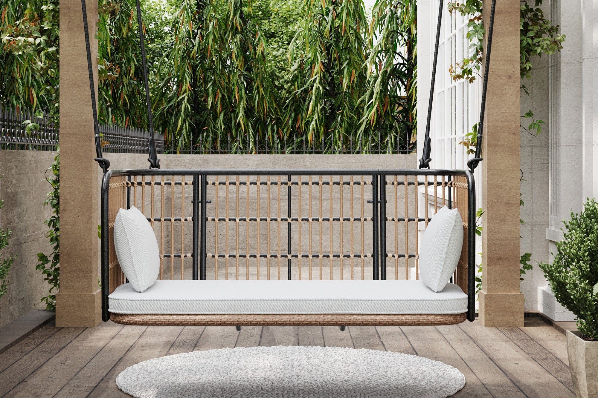 East Green Remy Porch Swing with Cushion - Image 3