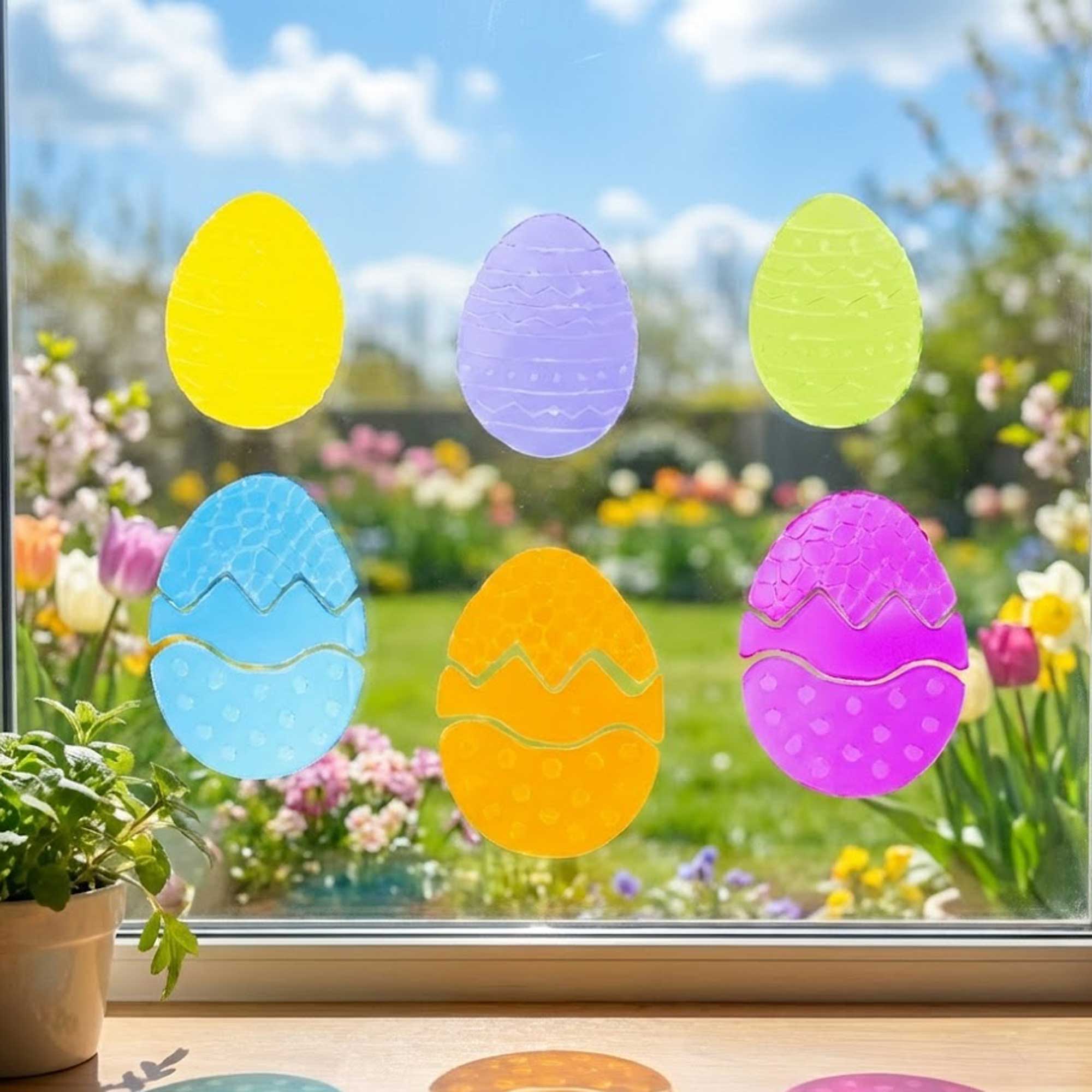 Colorful Easter Egg Window Gel Decorations for Spring Displays - Image 3