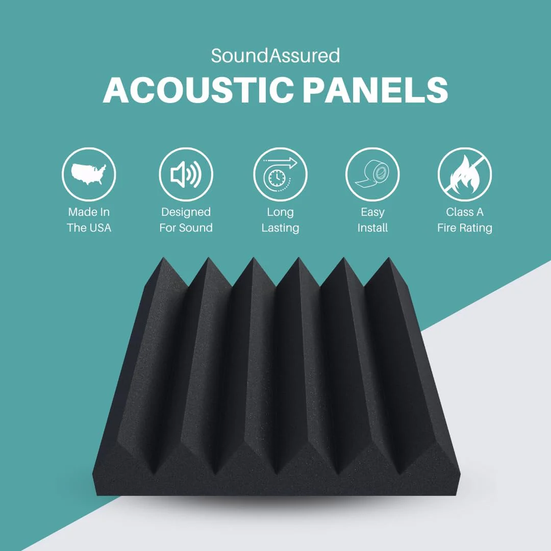 Easy Mount Acoustic Foam Kit - 12x12x2" Acoustic Foam Panels With Adhesive - Wedge Style - 4 Pack - Image 4