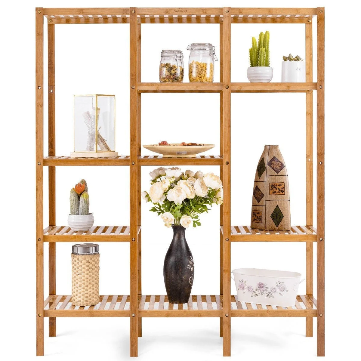 Eco-Friendly Bamboo 4-Shelf Bookcase Storage Rack - Image 3
