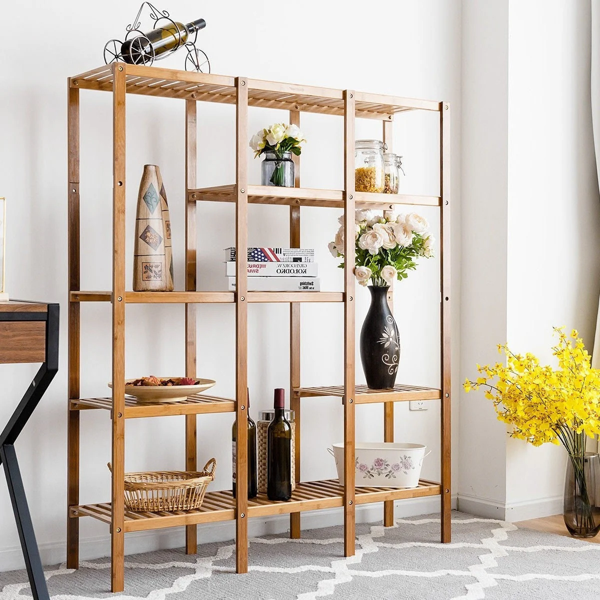 Eco-Friendly Bamboo 4-Shelf Bookcase Storage Rack - Image 5