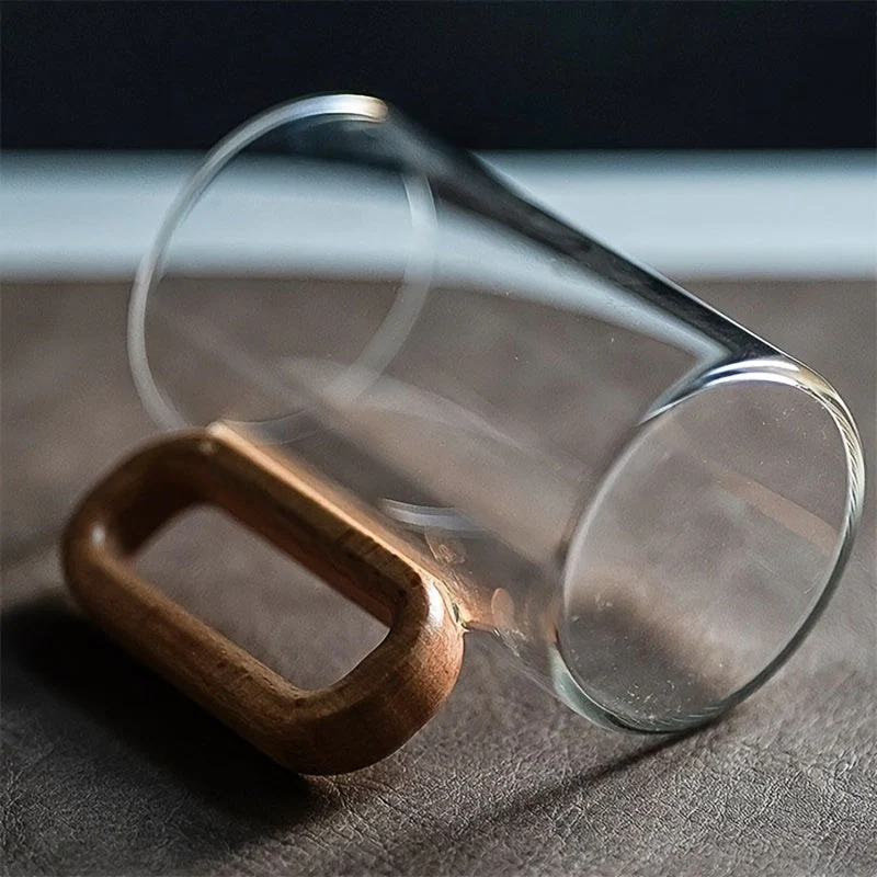 Ecofriendly Glass Mug Set with Dark Walnut Handle - Image 6