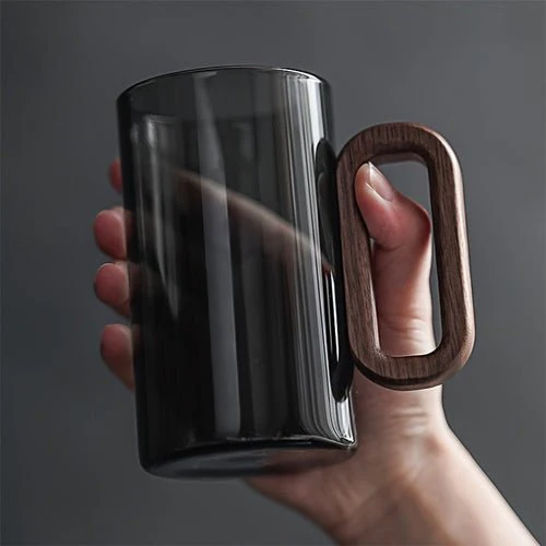 Ecofriendly Glass Mug Set with Dark Walnut Handle - Image 8
