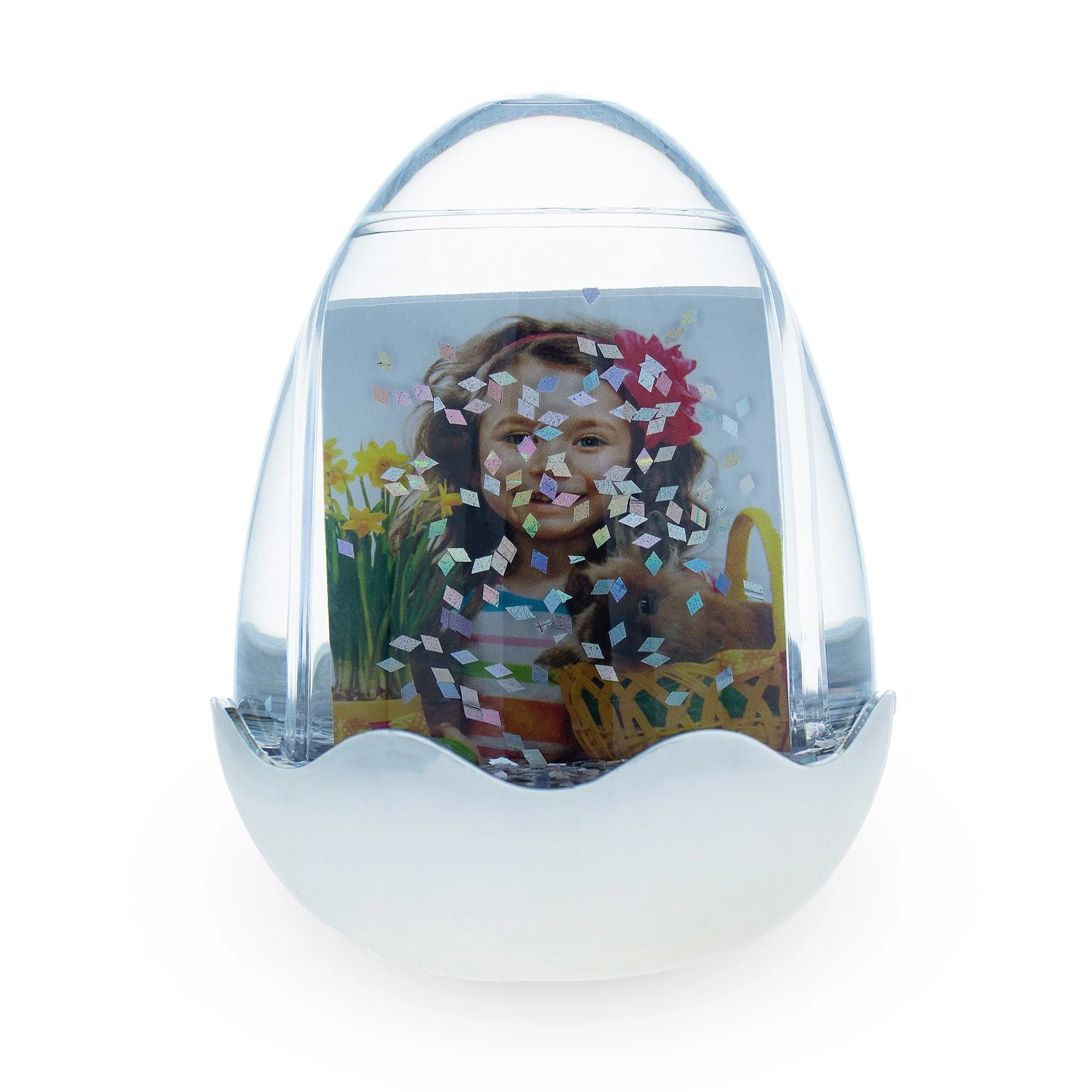 Egg-Shaped Water Globe Picture Frame with LED Light and Musical Bliss - Image 2