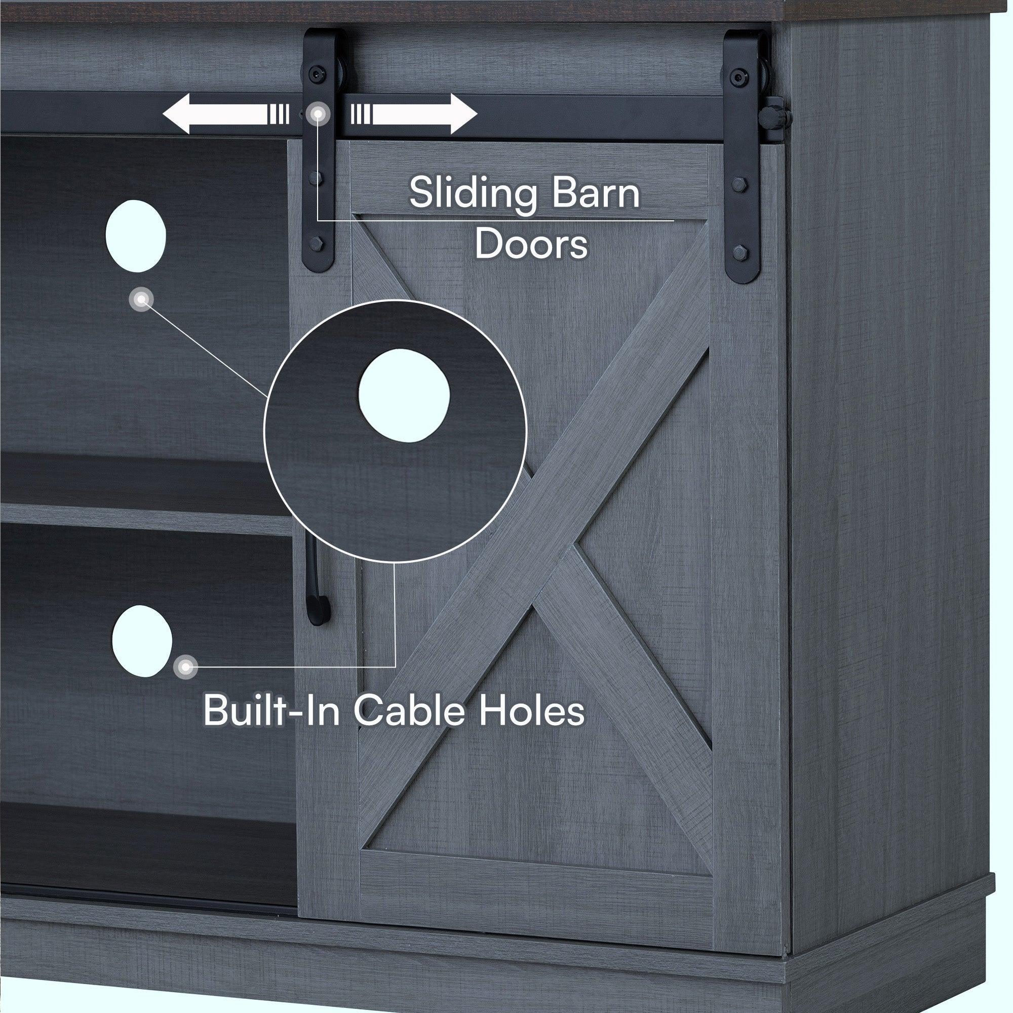 Eira Farmhouse 56-inch TV Stand with Storage Cabinet and Cable Holes, Entertainment Center Console for Living Room, Bedroom - Image 3