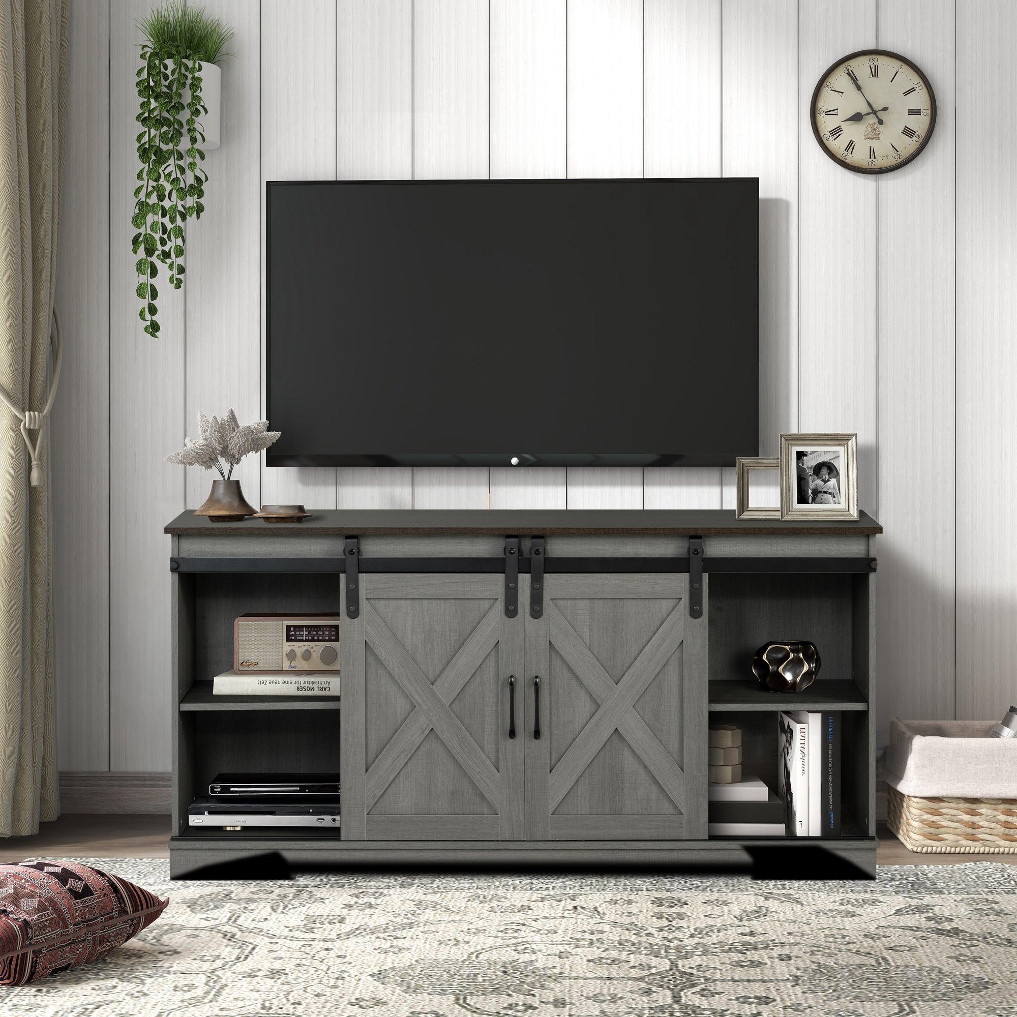 Eira Farmhouse 56-inch TV Stand with Storage Cabinet and Cable Holes, Entertainment Center Console for Living Room, Bedroom - Image 7