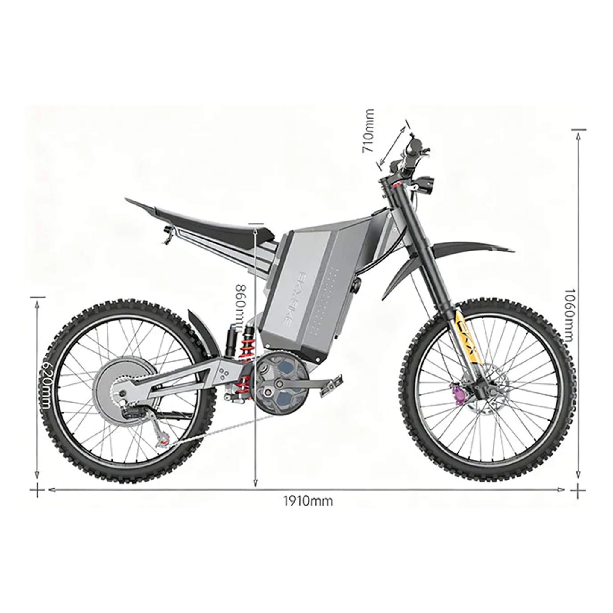 EKX GTS 8000W 72V/30AH Premium Electric High-Strength Steel Pipe Off-Road Mountain Dirt Bike (SAK31684) - Image 8