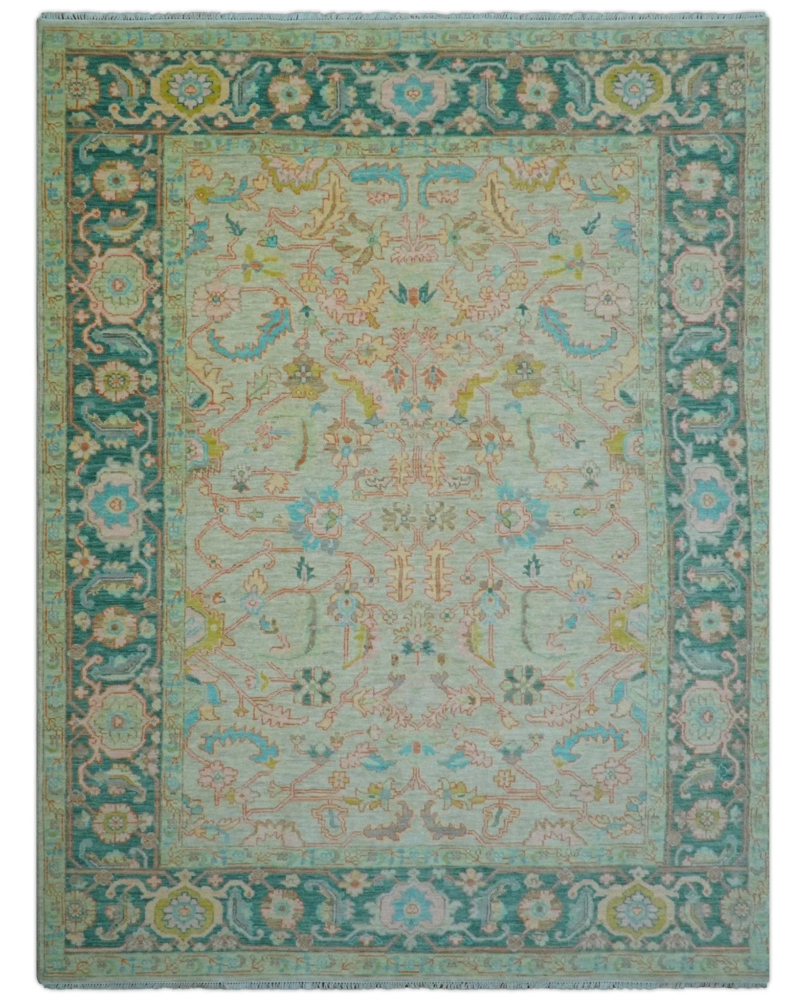 Elaine Custom Made Beige Traditional Design Hand Knotted Wool Rug