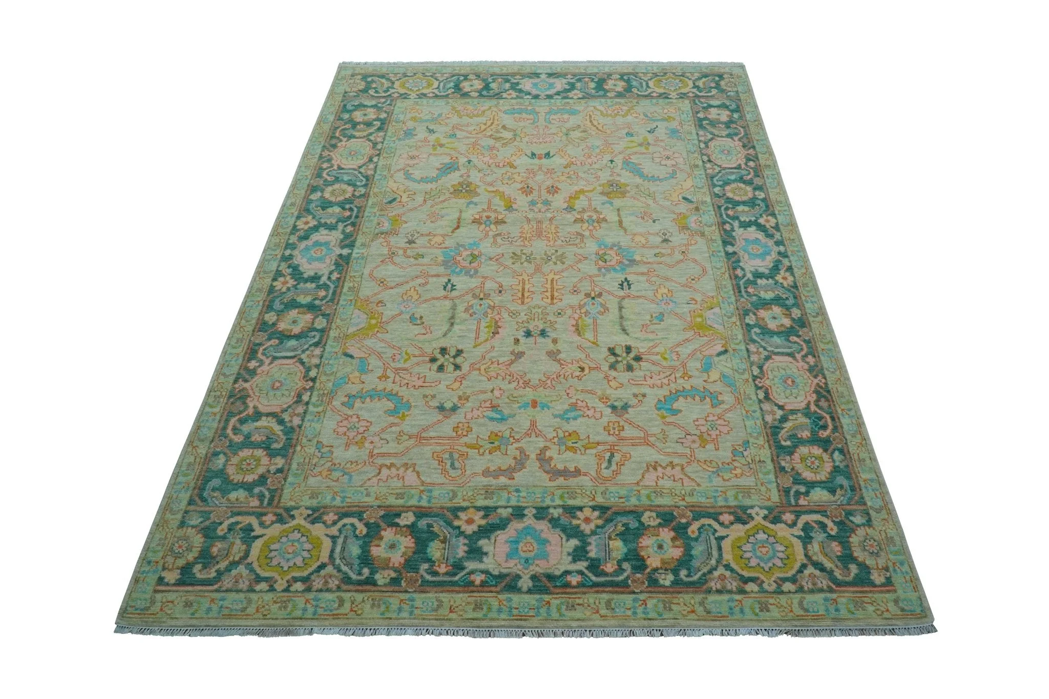 Elaine Custom Made Beige Traditional Design Hand Knotted Wool Rug - Image 10
