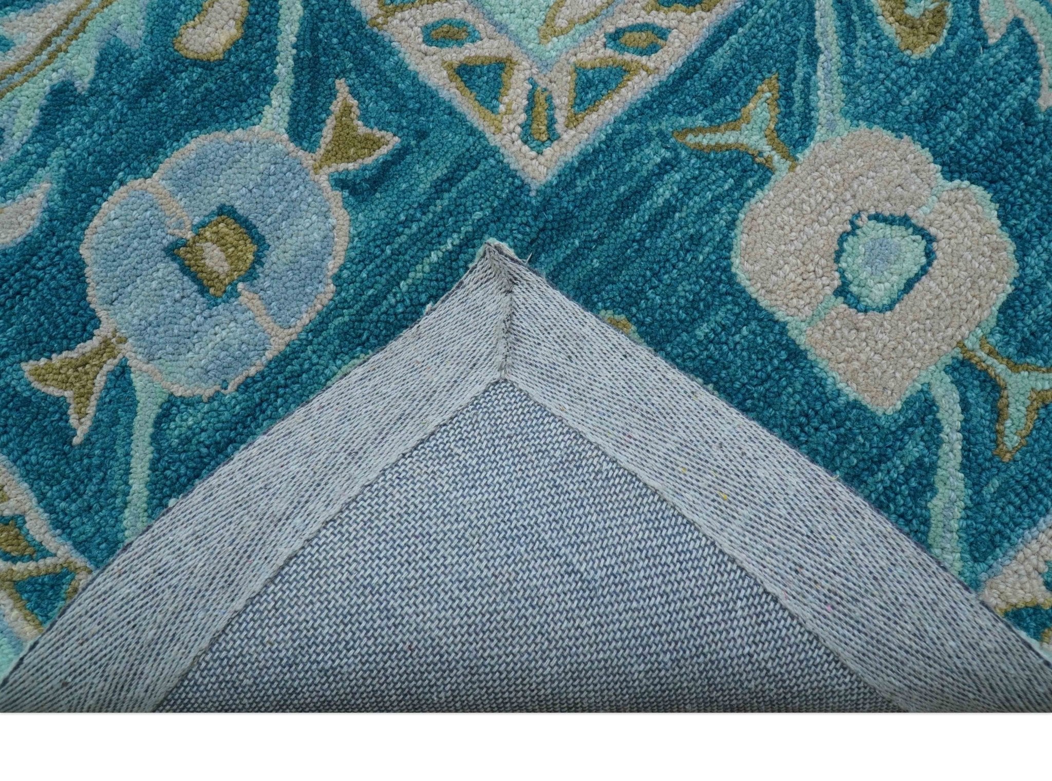 Elaine Custom Made Blue Traditional Oushak Hand Tufted Wool Rug - Image 7