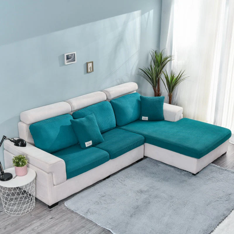 Elastic L-Shaped Sofa Slipcover for Living Room, Velvet Plush Couch Covers for Chaise Longue Seats - Image 14