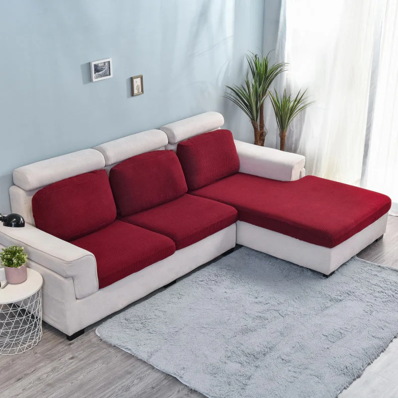 Elastic L-Shaped Sofa Slipcover for Living Room, Velvet Plush Couch Covers for Chaise Longue Seats - Image 2