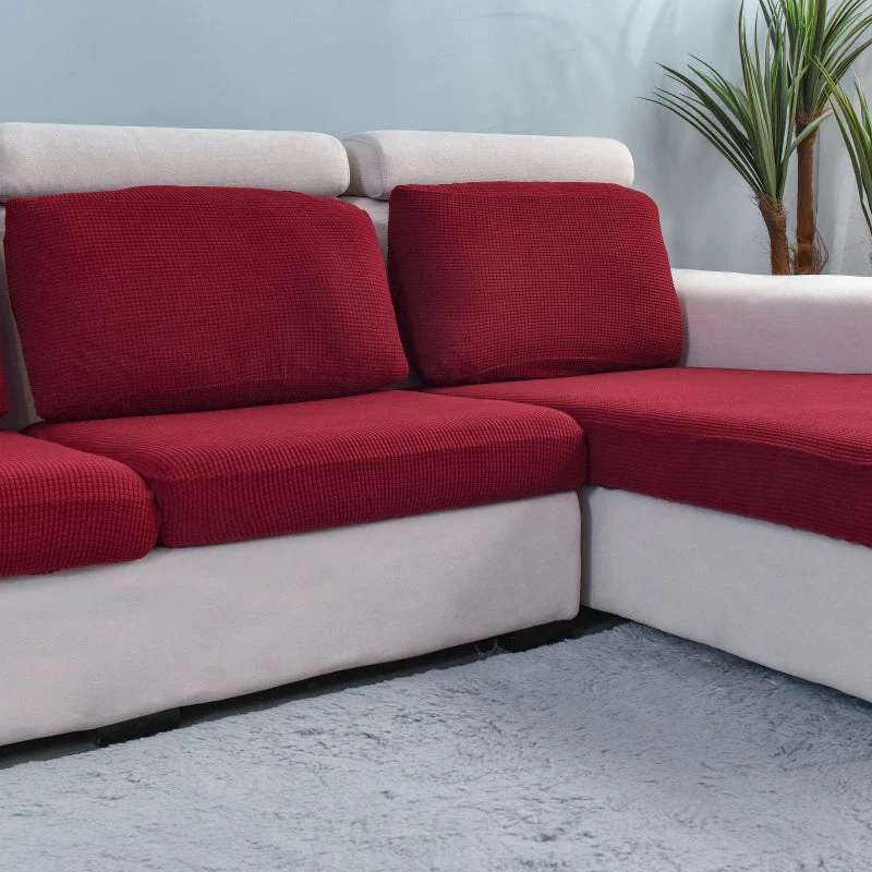 Elastic L-Shaped Sofa Slipcover for Living Room, Velvet Plush Couch Covers for Chaise Longue Seats - Image 3