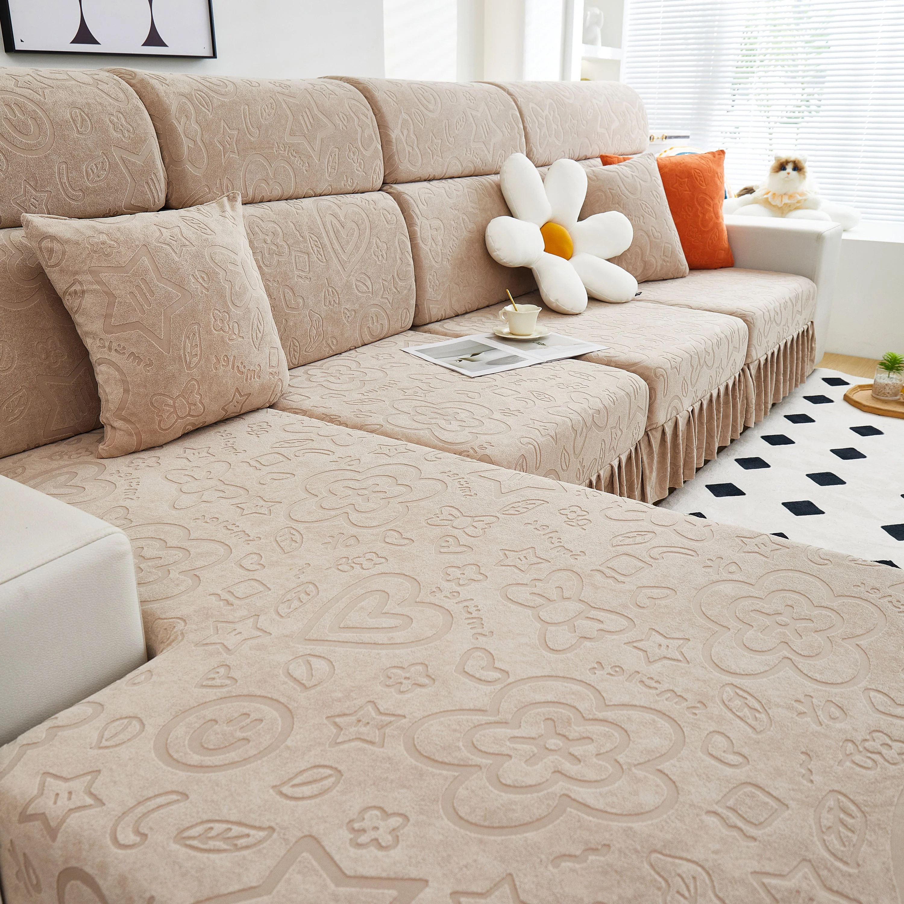 Elastic Skirted Couch Cushion Covers for 1/2/3/4-Seater Sofas, Furniture Protector for Pets, Kids - Image 10