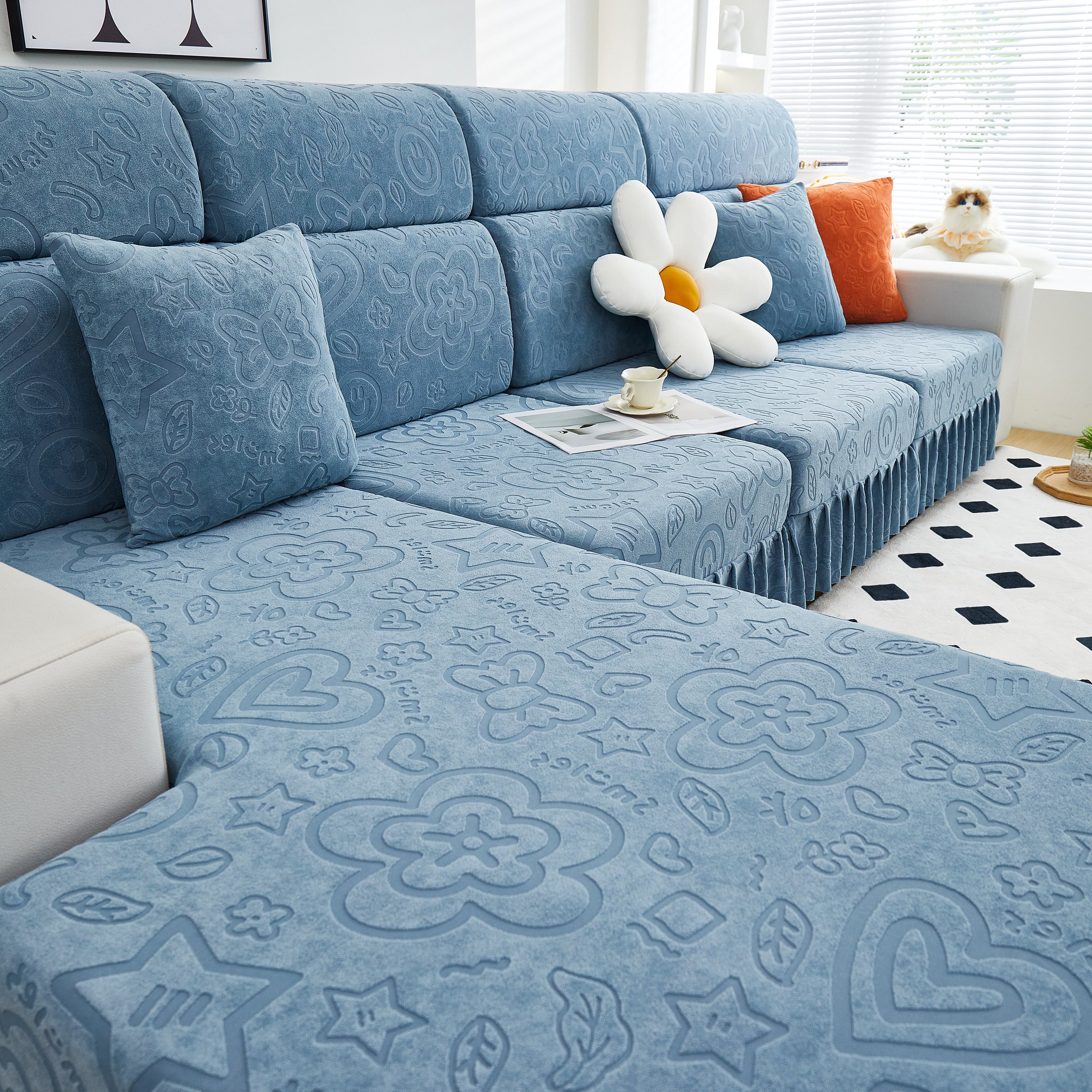 Elastic Skirted Couch Cushion Covers for 1/2/3/4-Seater Sofas, Furniture Protector for Pets, Kids - Image 104