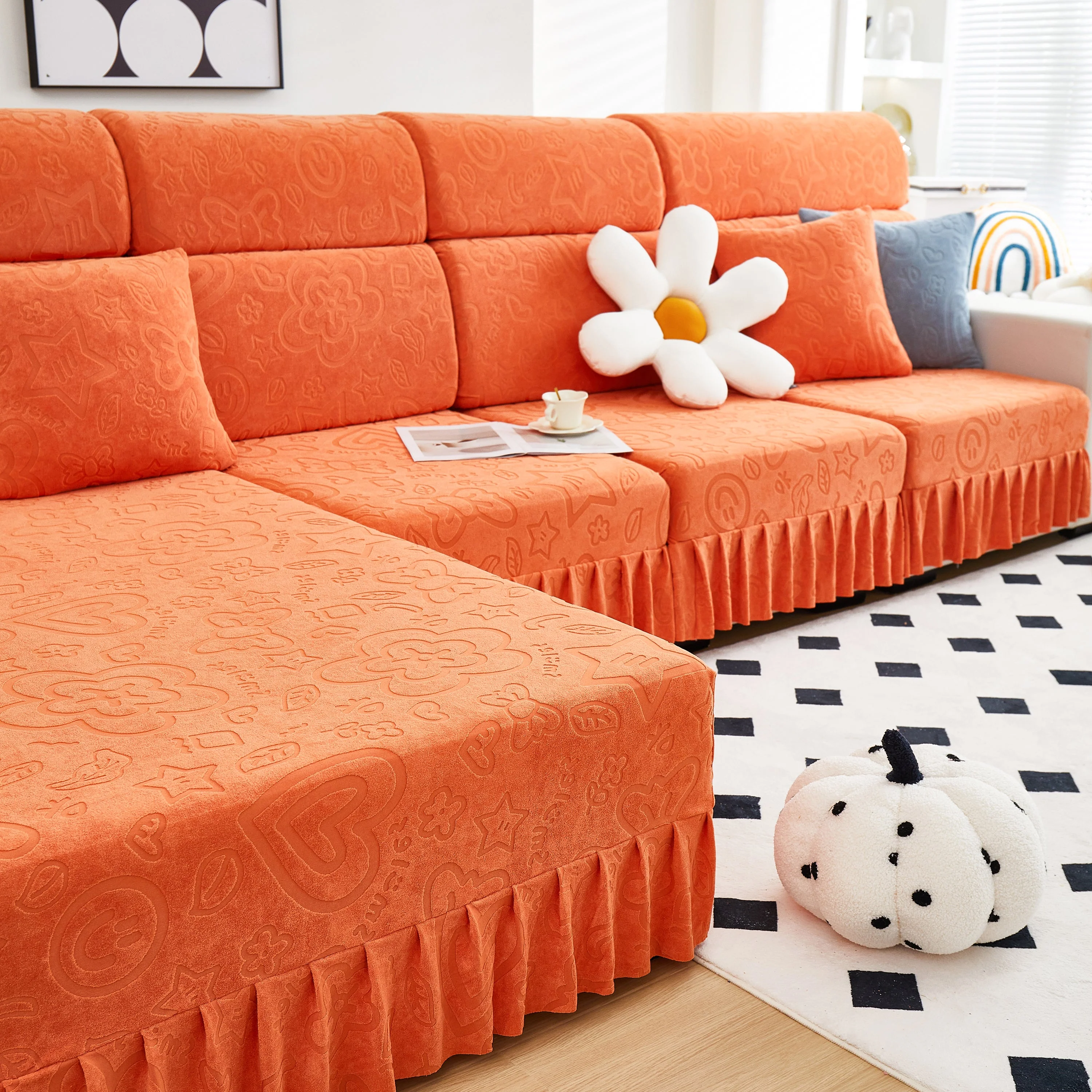 Elastic Skirted Couch Cushion Covers for 1/2/3/4-Seater Sofas, Furniture Protector for Pets, Kids - Image 117