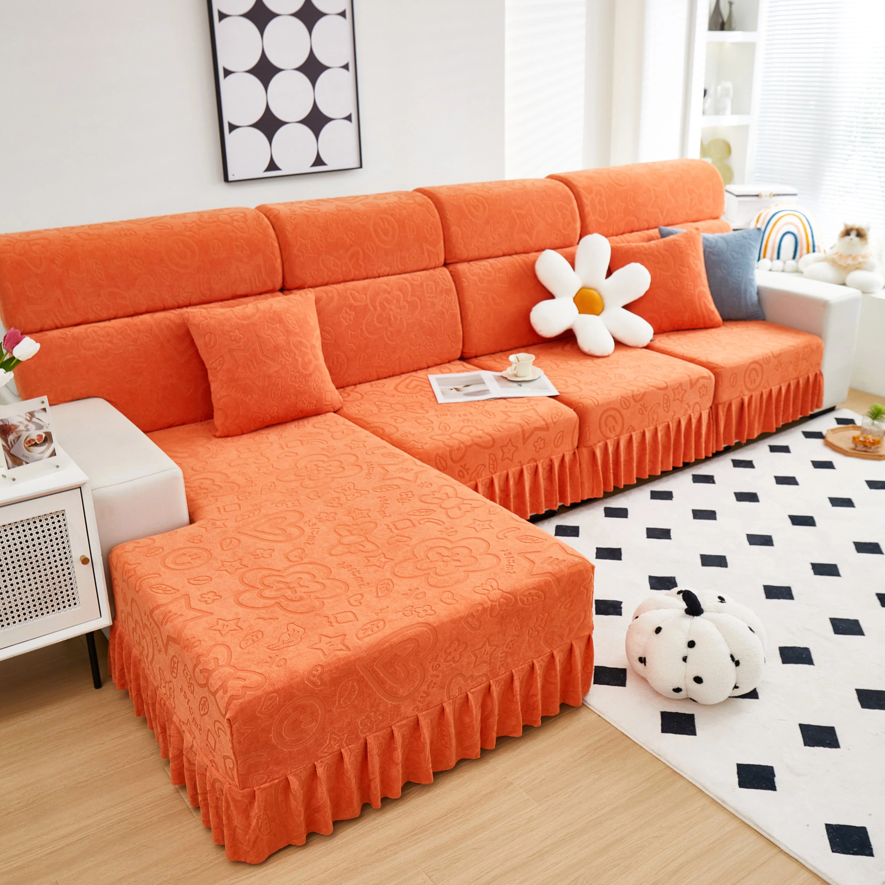 Elastic Skirted Couch Cushion Covers for 1/2/3/4-Seater Sofas, Furniture Protector for Pets, Kids - Image 119