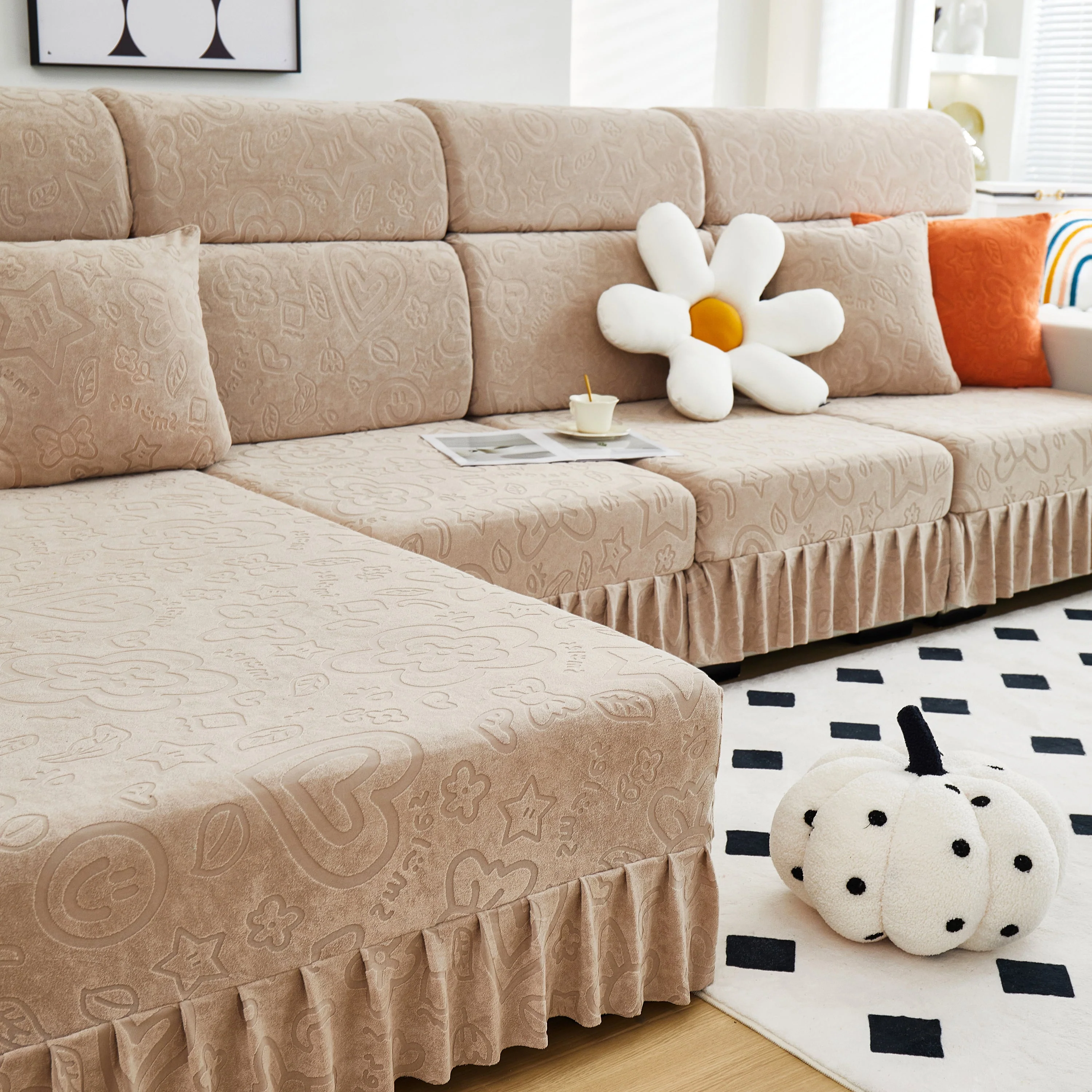 Elastic Skirted Couch Cushion Covers for 1/2/3/4-Seater Sofas, Furniture Protector for Pets, Kids - Image 12